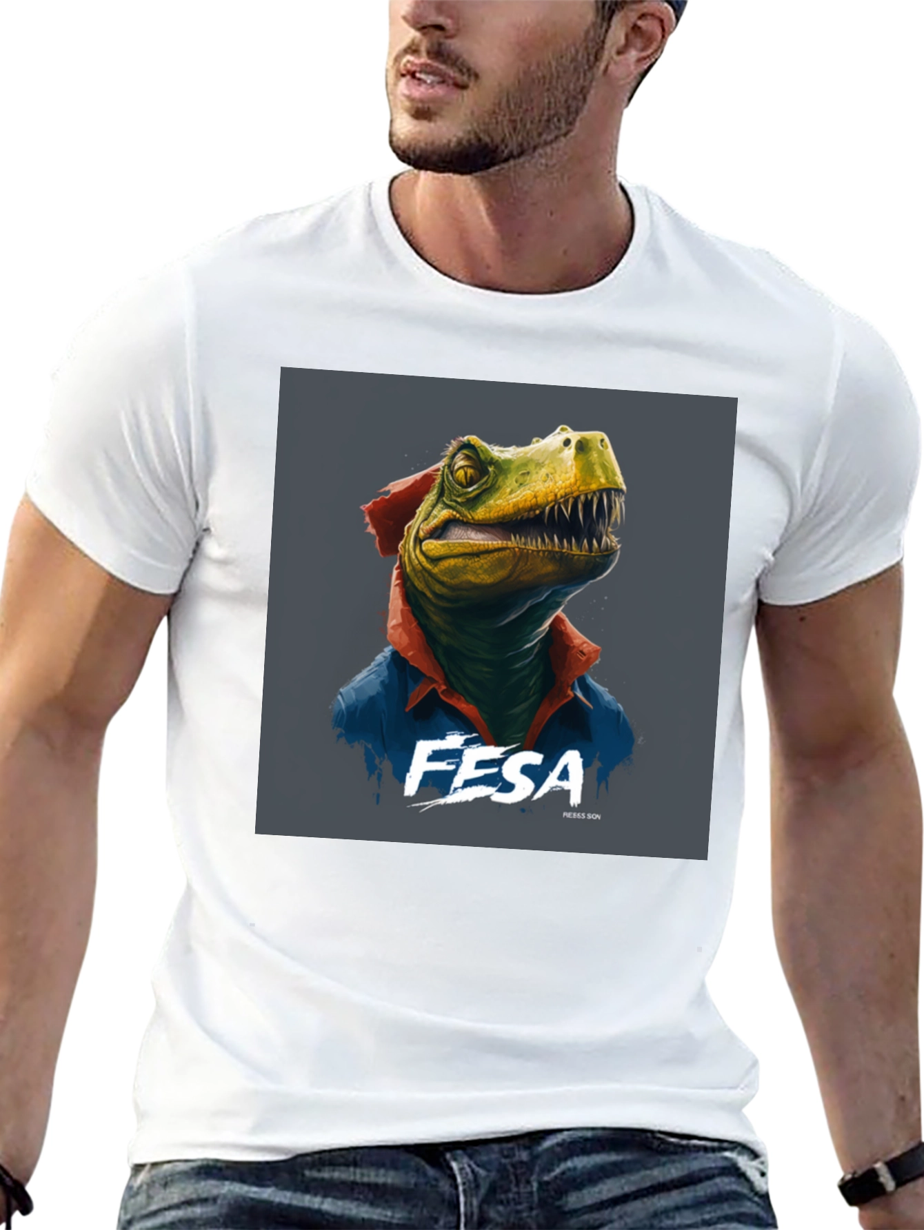 Black FESA Dinosaur Graphic Black T-Shirt view 13