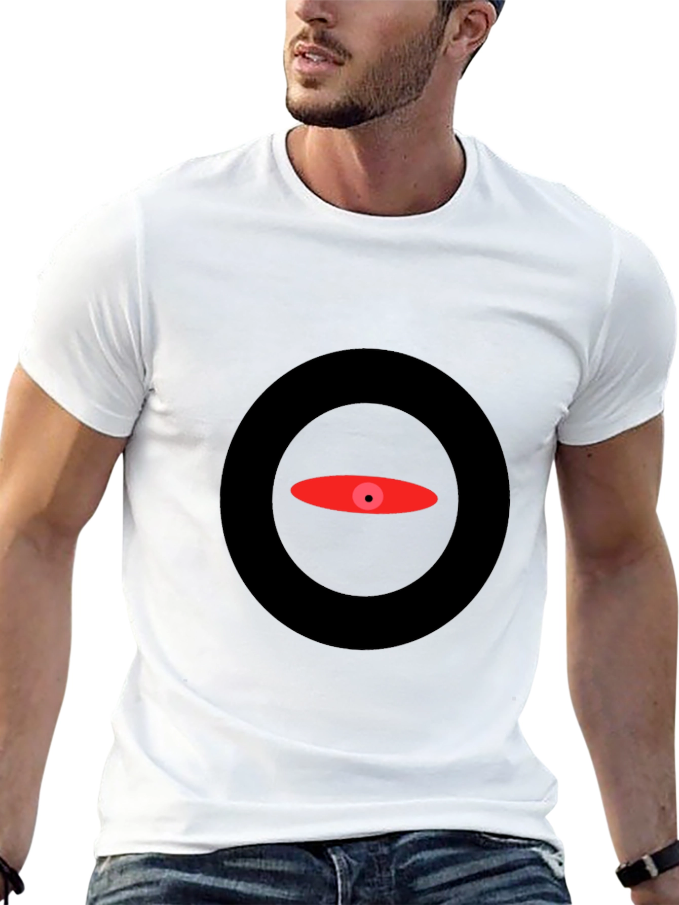 Black Abstract Eye Graphic Black T-Shirt view 13