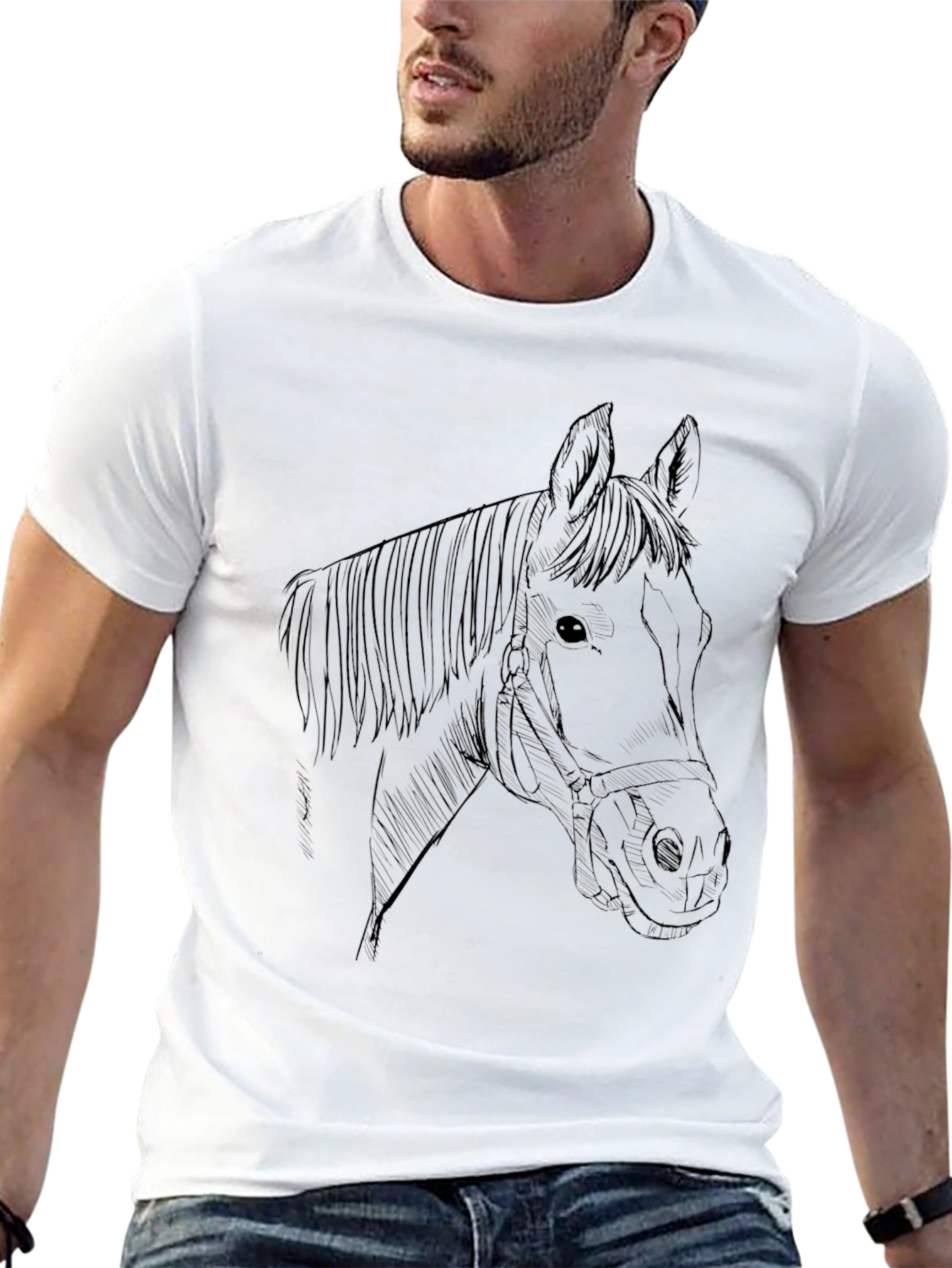Black Black Horse Outline Graphic Tee view 13