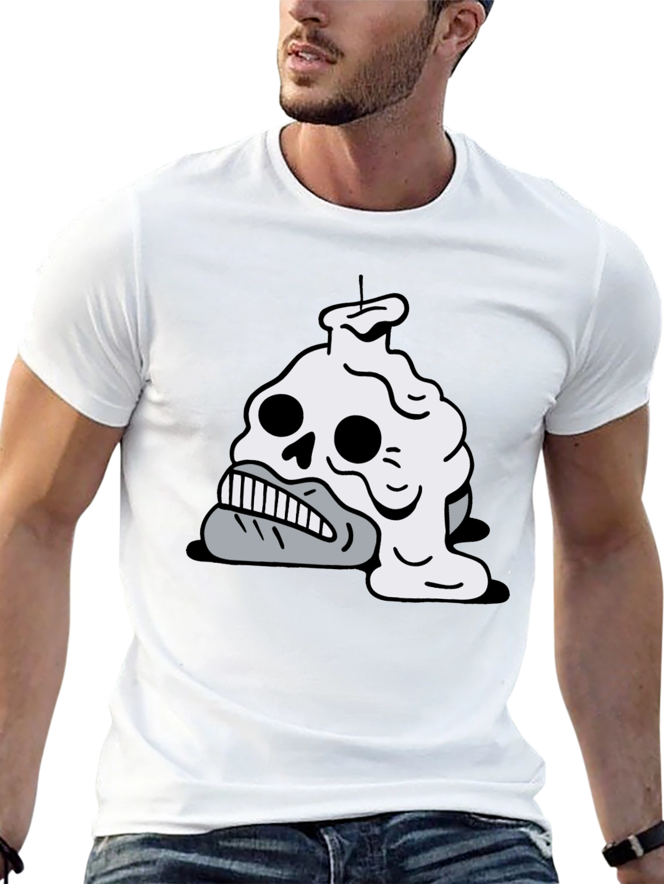 Black Melting Skull Candle Graphic T-Shirt view 13