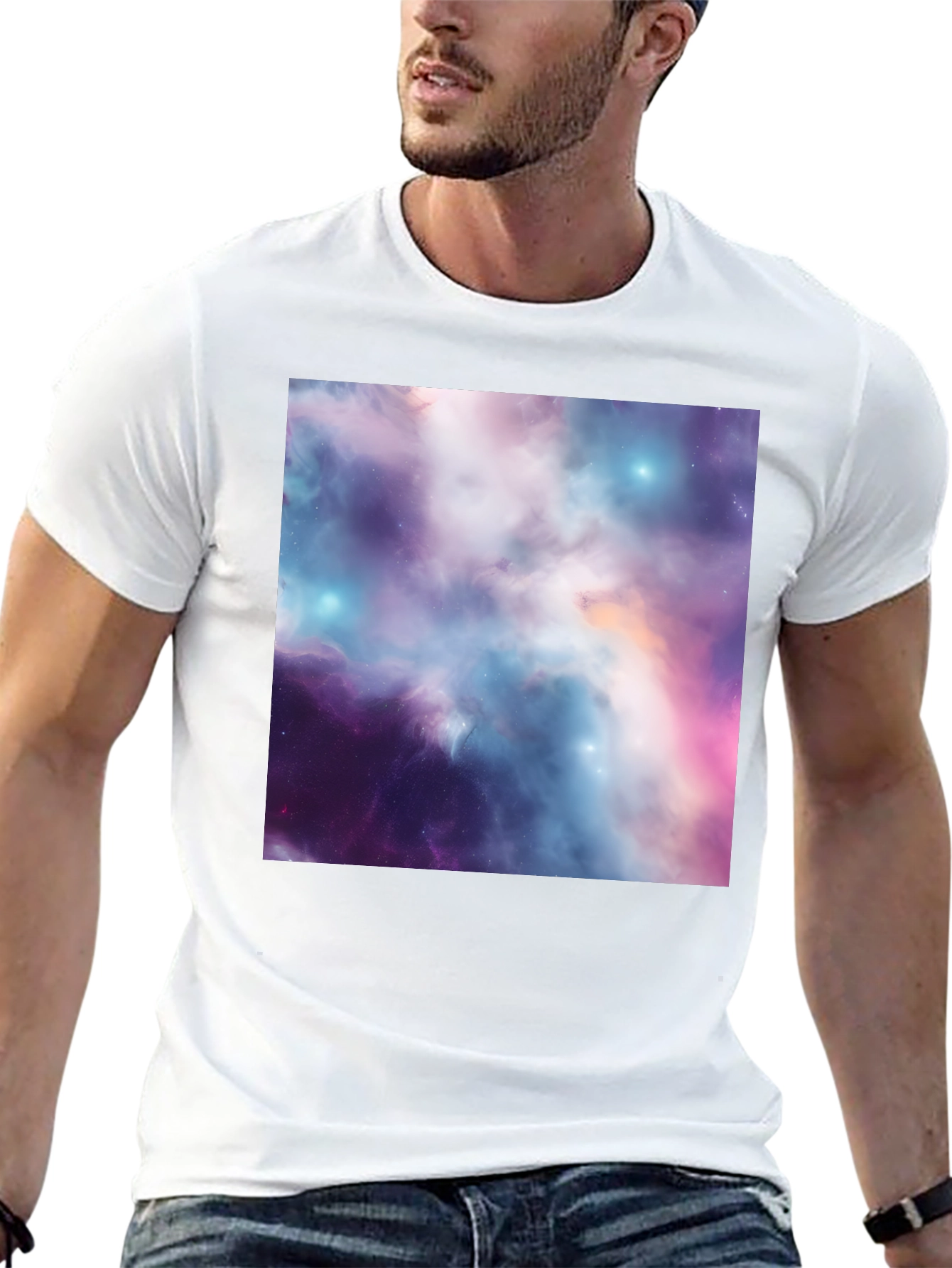 Black Nebula Print Black T-Shirt view 13