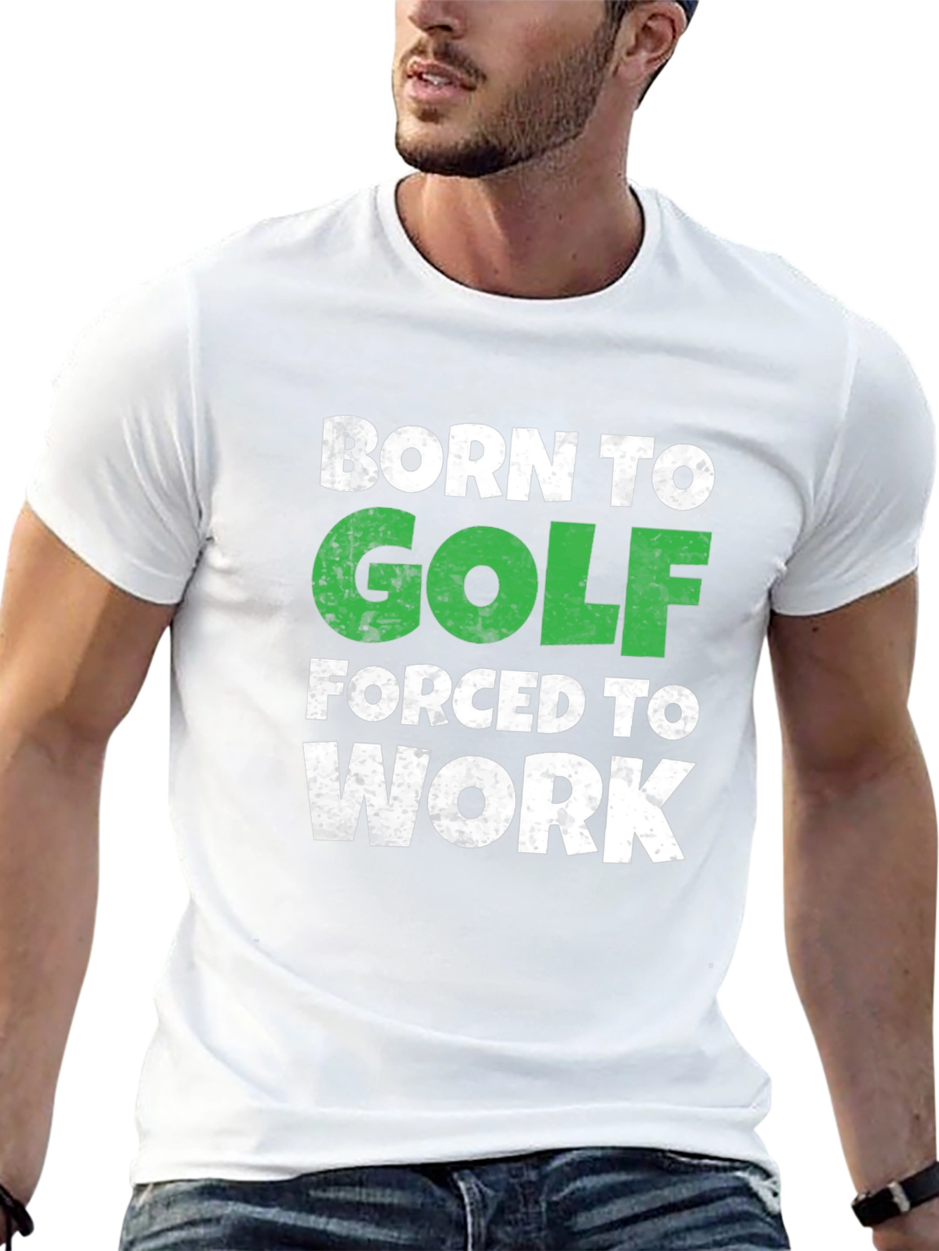Black Born to Golf T-Shirt - Humorous Golfer Tee view 13