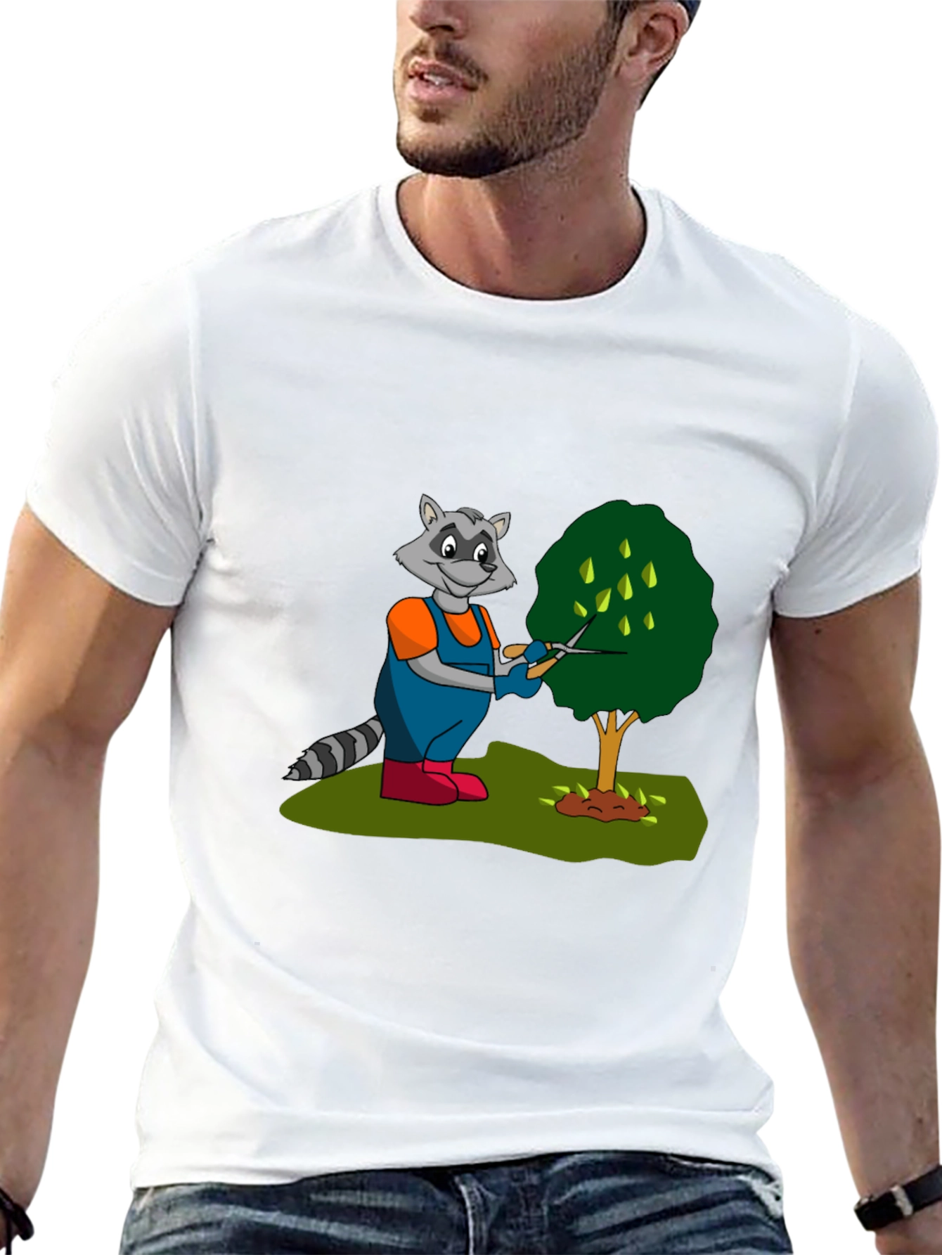 Black Gardening Raccoon Graphic Tee view 13