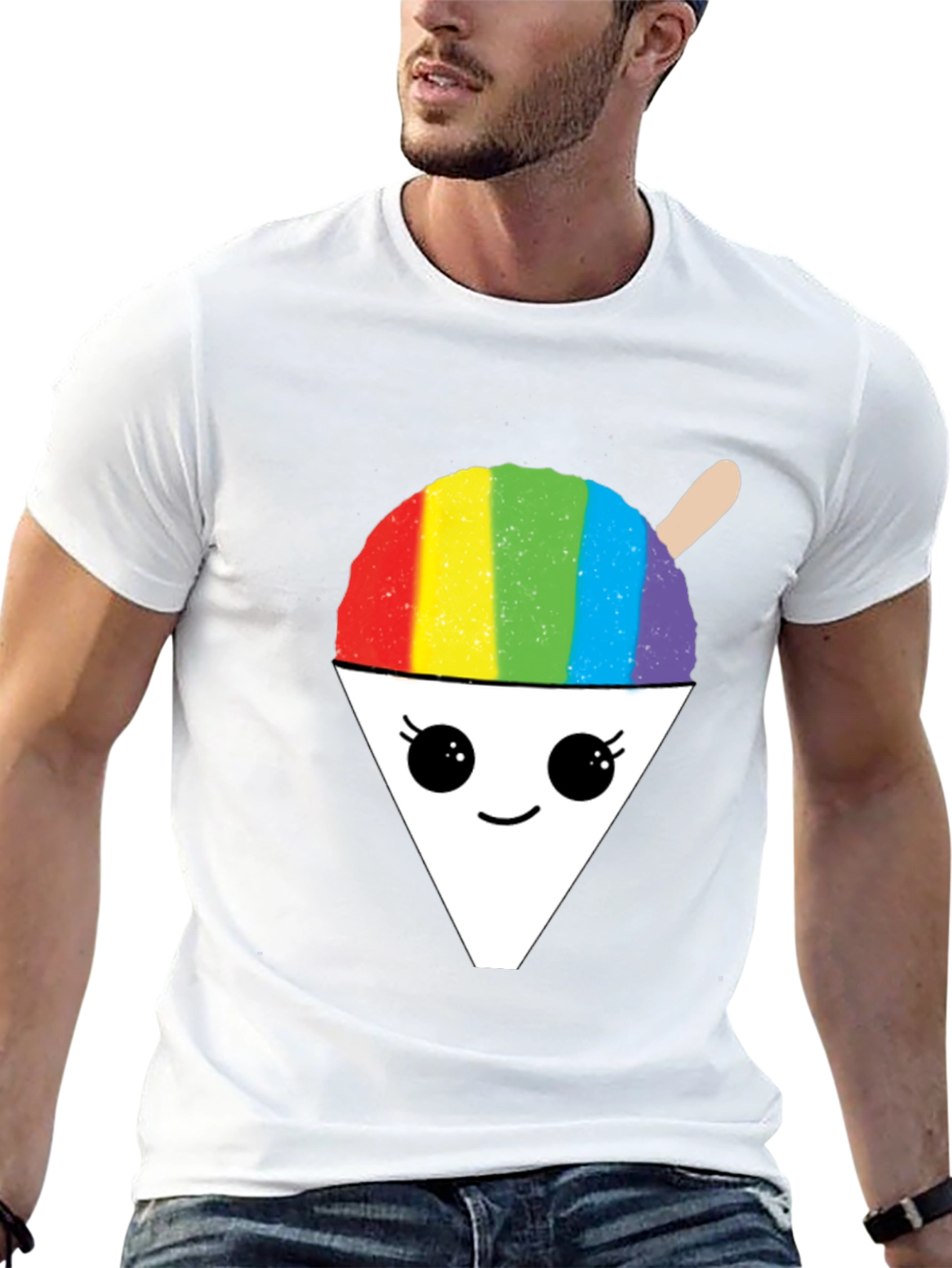 Black Rainbow Shaved Ice Graphic Tee - Cute Foodie Shirt view 13