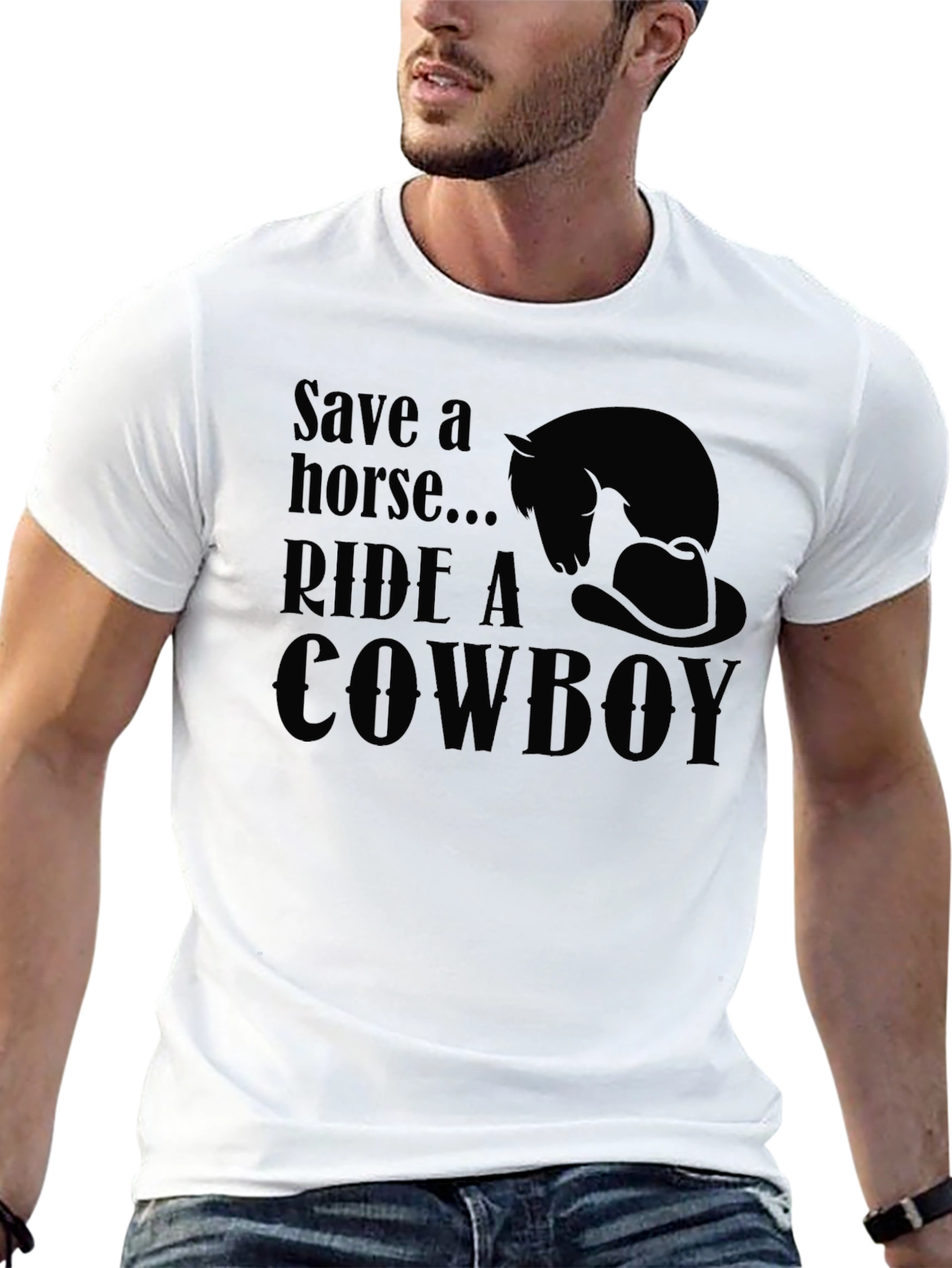 Black Save a Horse Ride a Cowboy Graphic Tee view 13