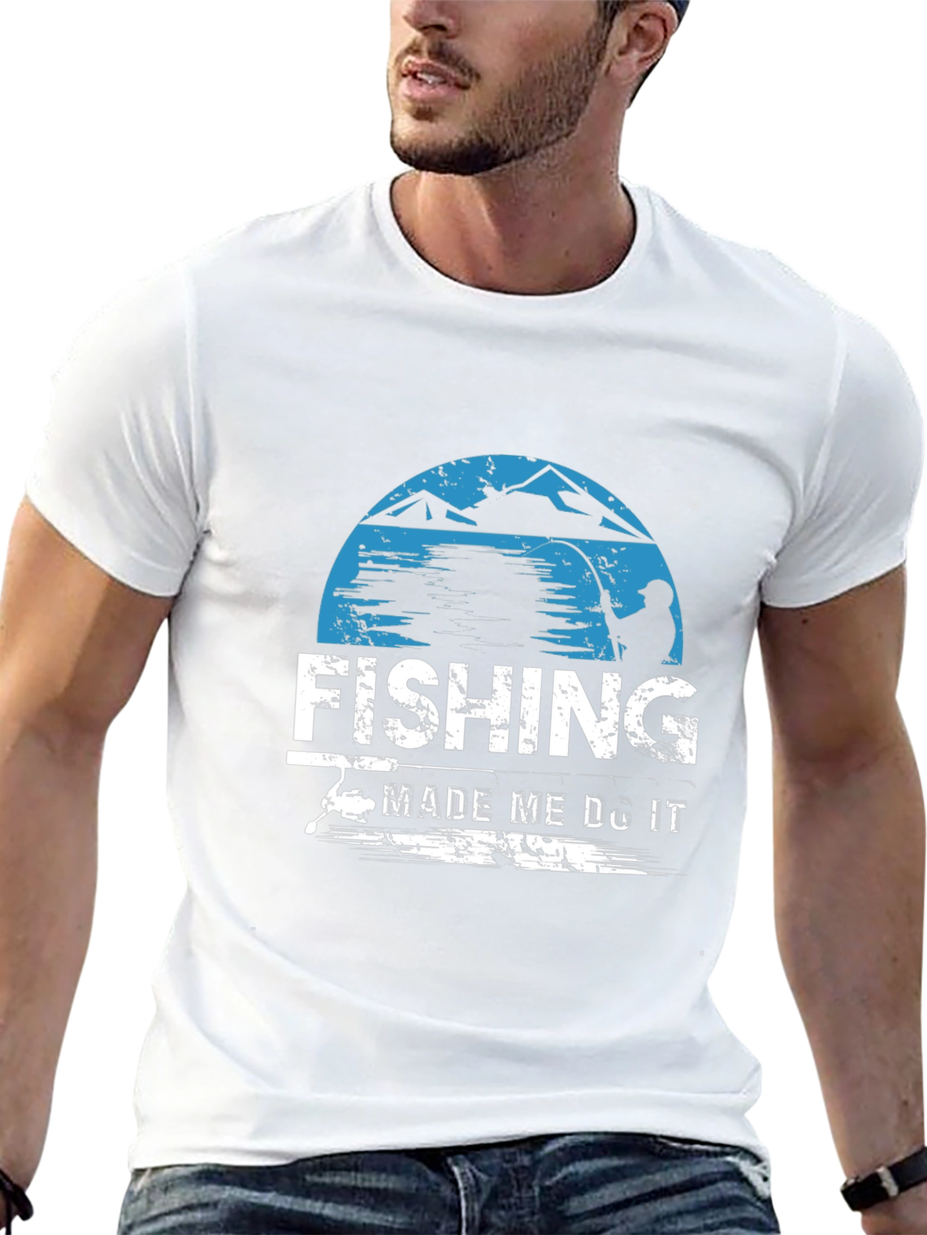 Black Fishing Made Me Do It Graphic T-Shirt view 13