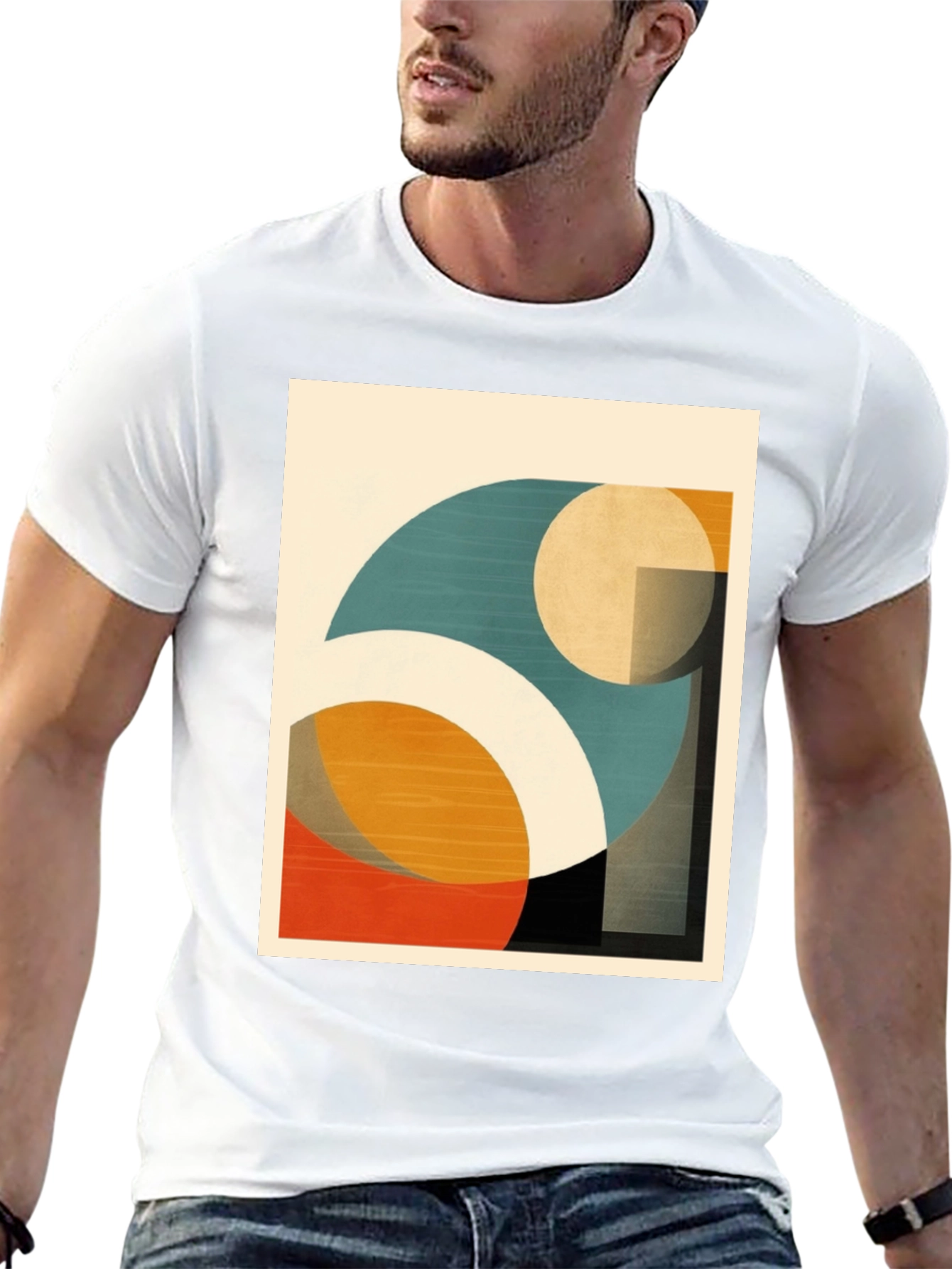 Black Geometric Art T-Shirt: Modern Abstract Design view 13