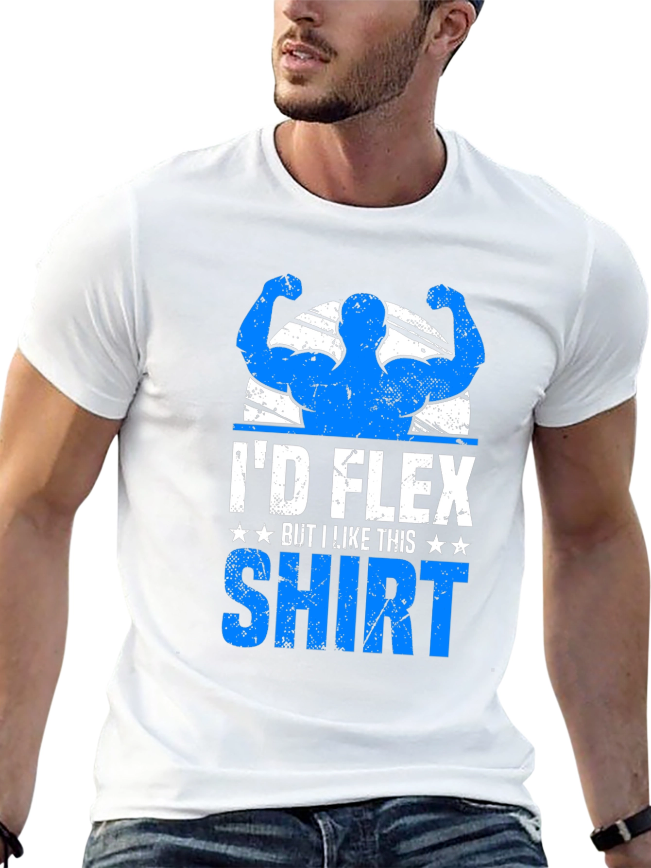 Black I'd Flex But I Like This Shirt - Novelty Graphic Tee view 13