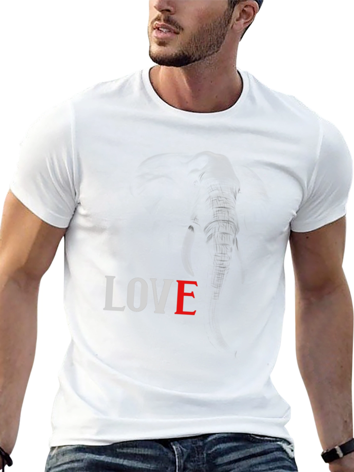 Black Elephant LOVE Graphic Tee - Unisex Black T-Shirt view 13