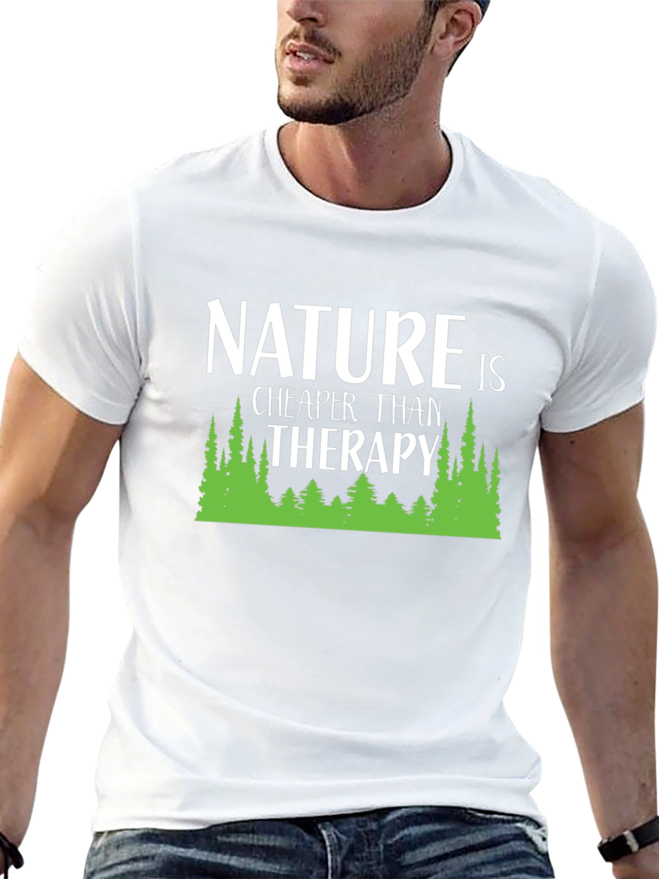 Black Nature is Cheaper Than Therapy Graphic Tee view 13