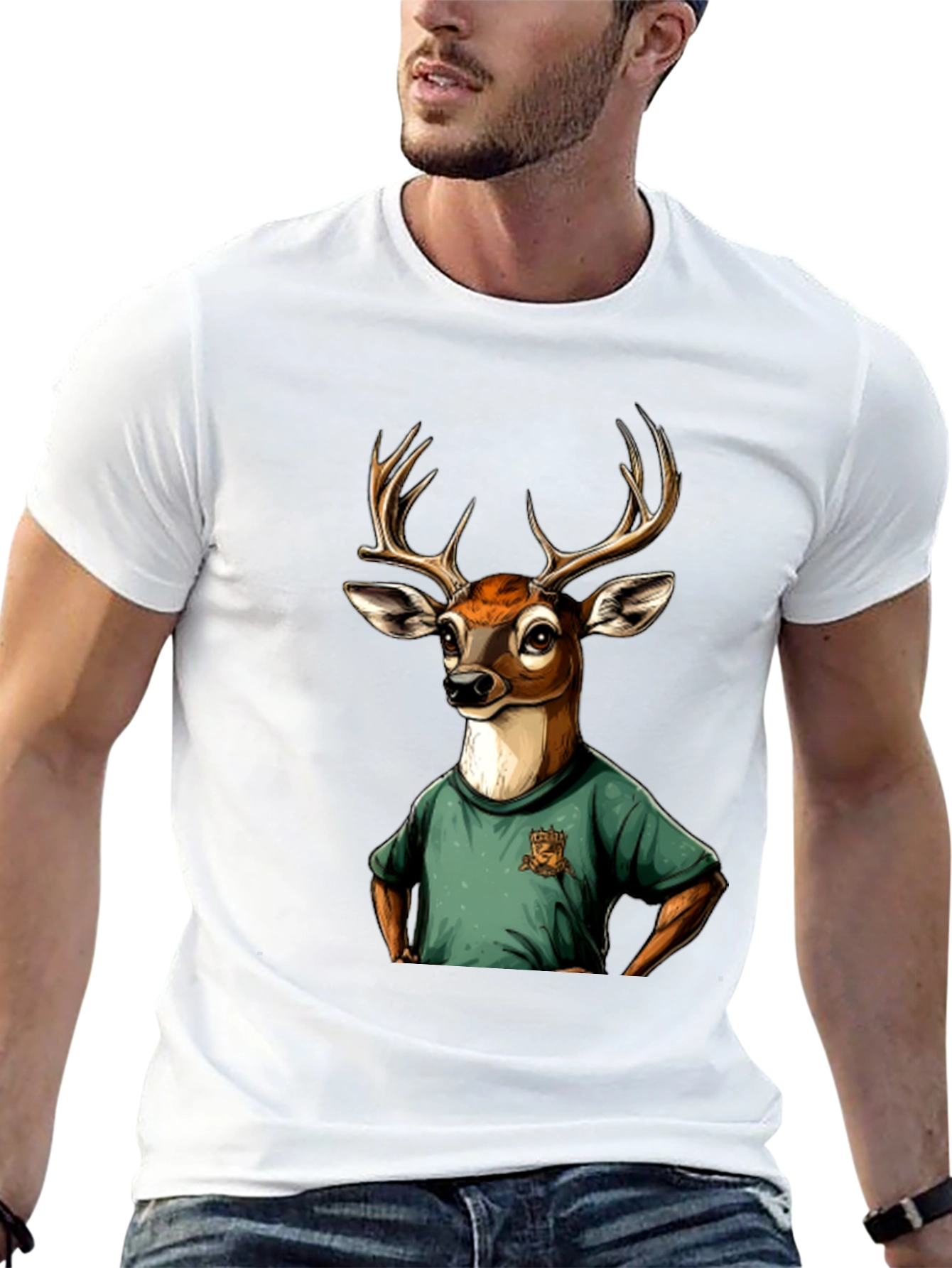 Black Deer T-Shirt - Novelty Animal Graphic Tee view 13