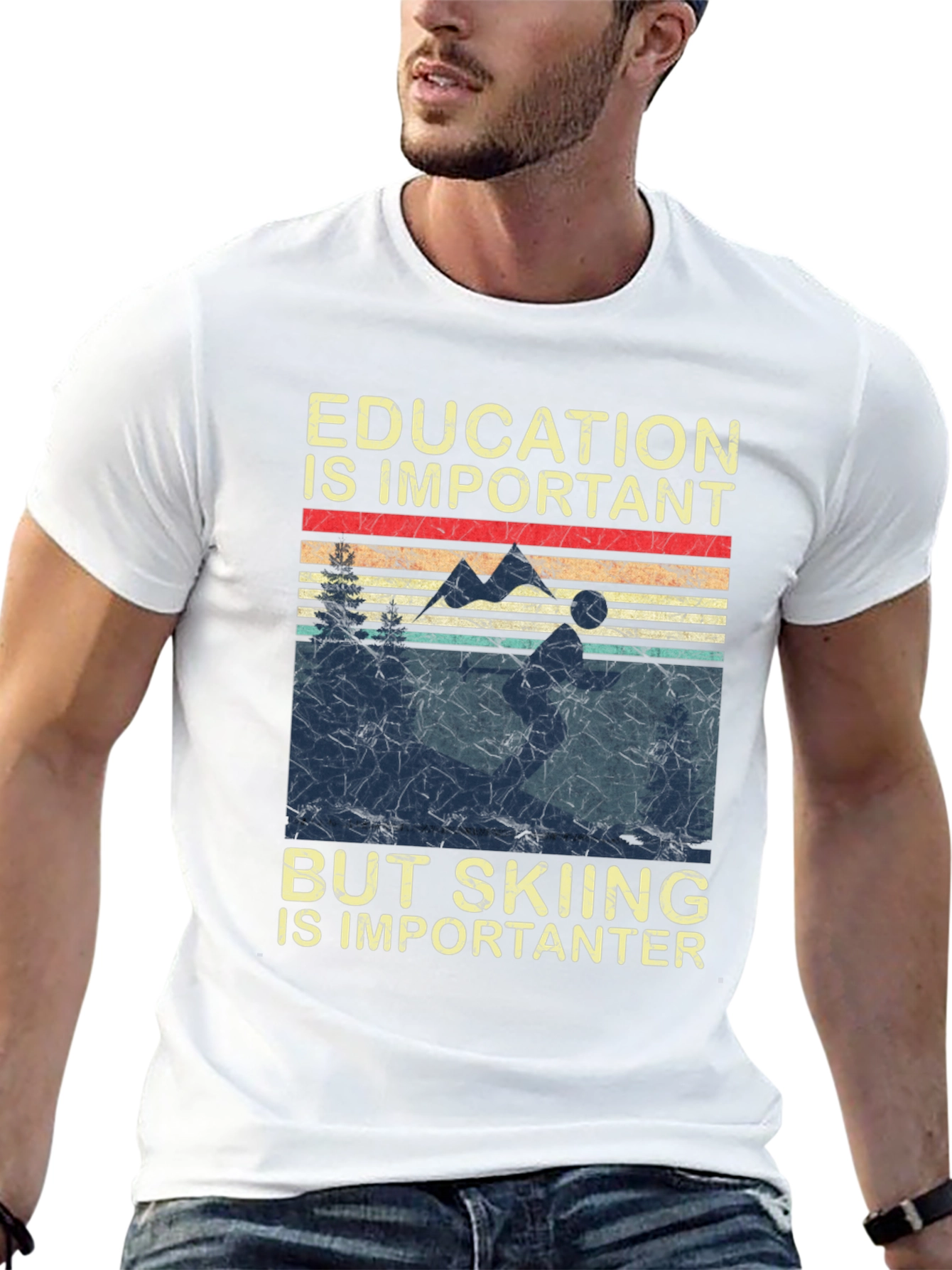 Black Skiing is Importanter T-Shirt view 13