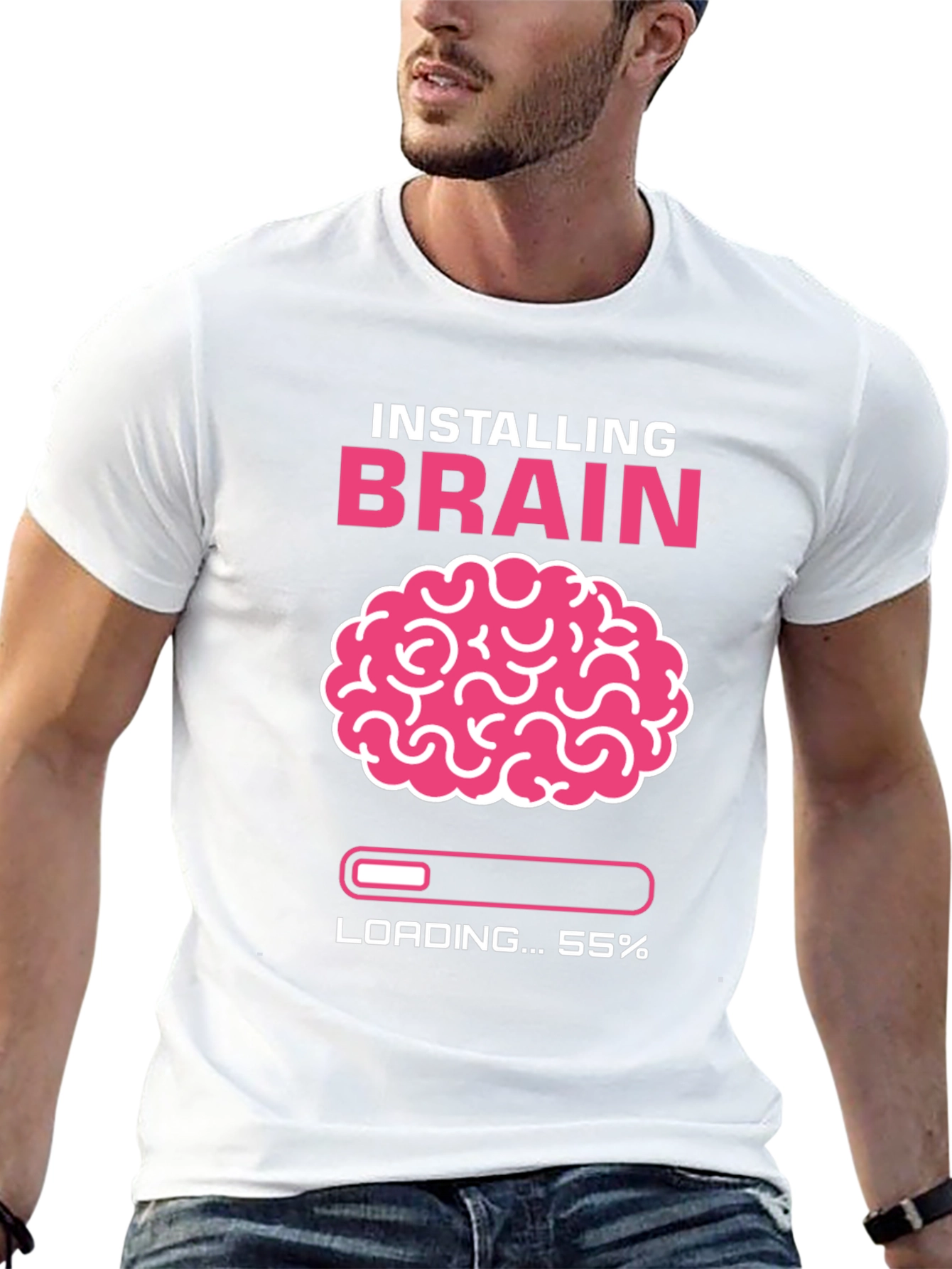 Black Installing Brain T-Shirt - Funny Nerd Tee view 13