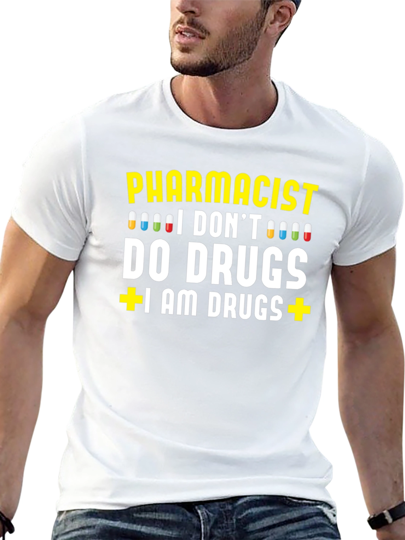 Black Pharmacist I AM DRUGS Graphic T-Shirt view 13