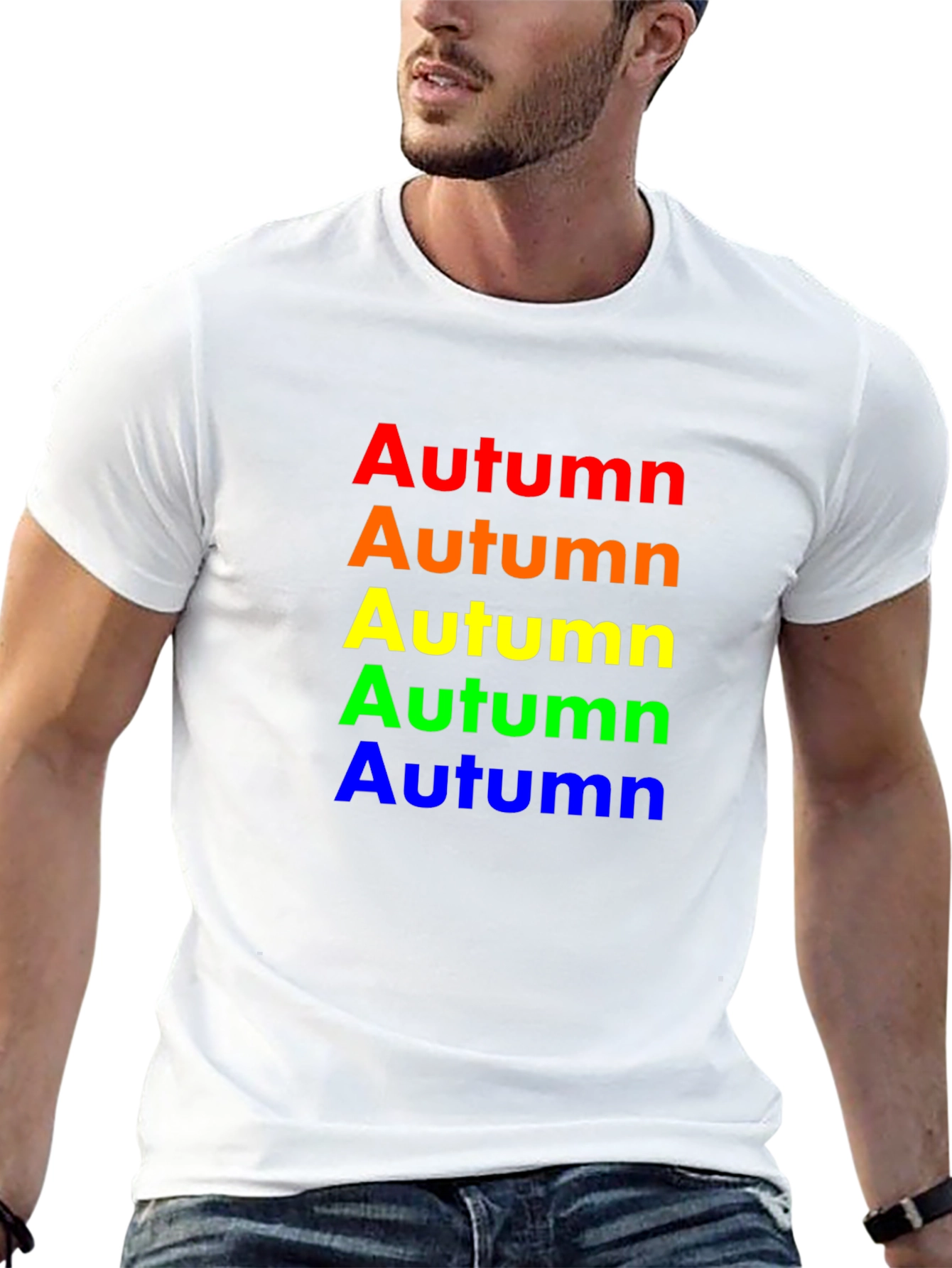 Black Rainbow Autumn T-Shirt - Soft Cotton Crew Neck Tee view 13