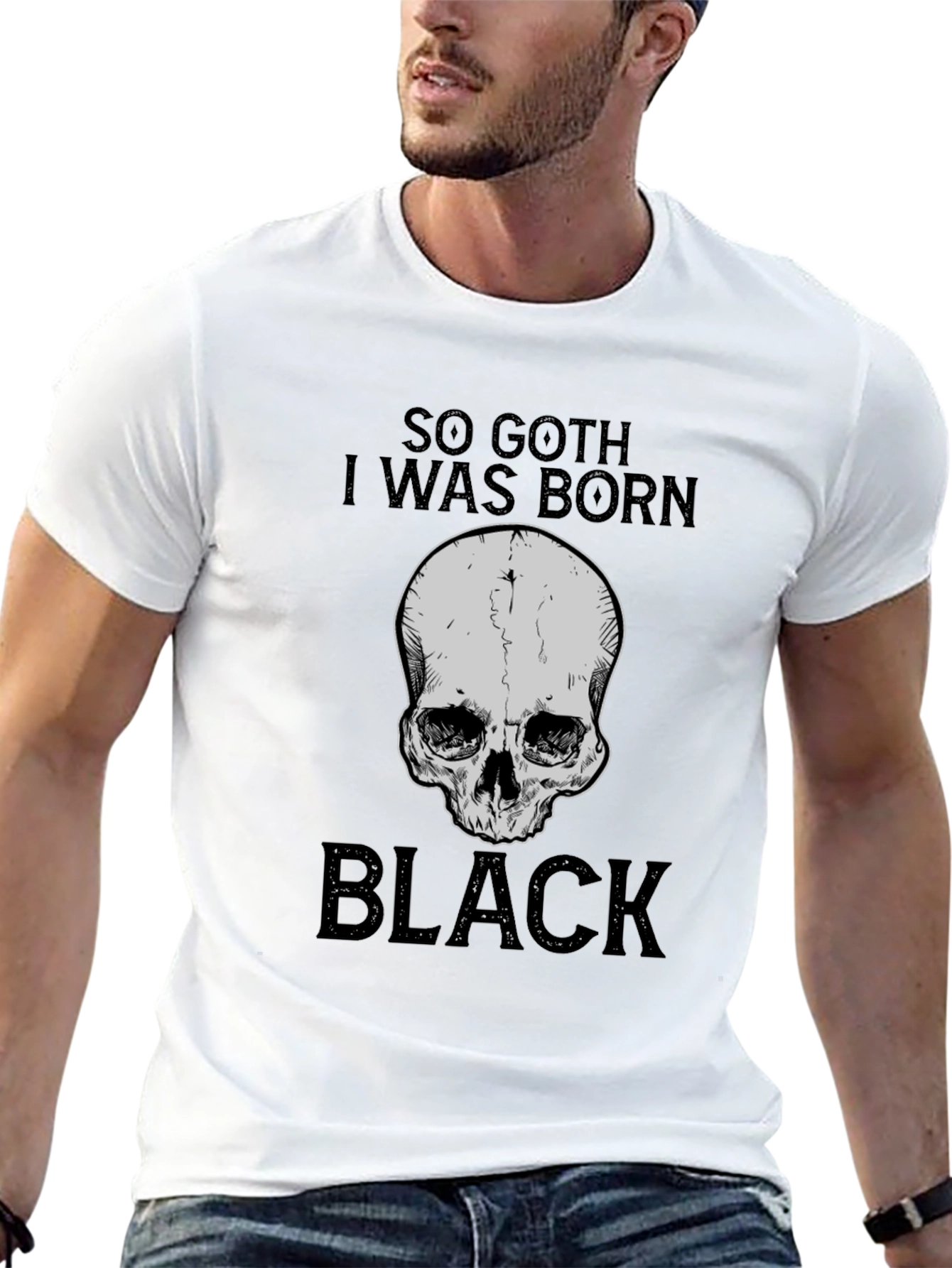 Black So Goth I Was Born Black T-Shirt - Skull Graphic Tee view 13