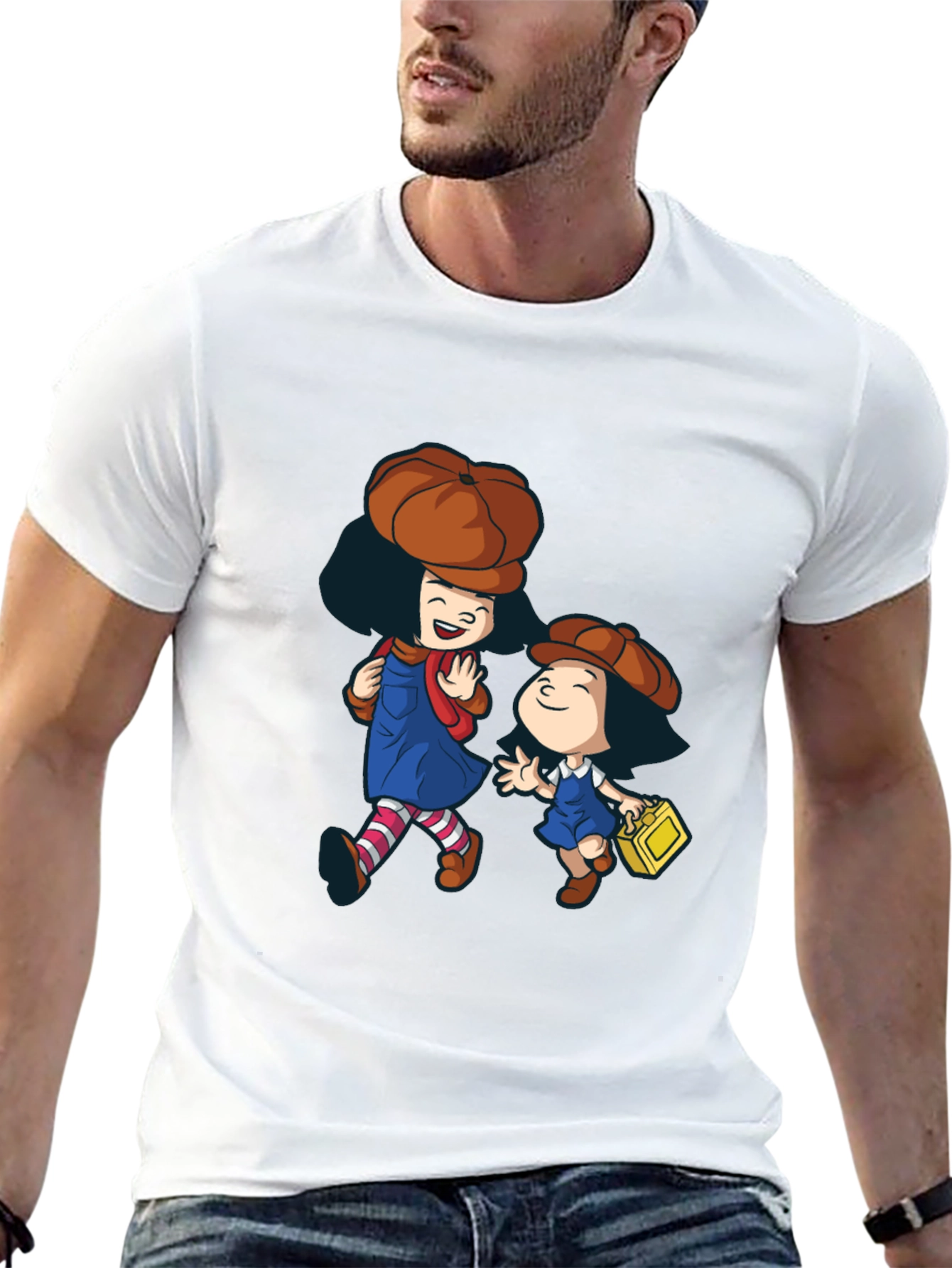 Black Cartoon Character Graphic Print Black T-Shirt view 13