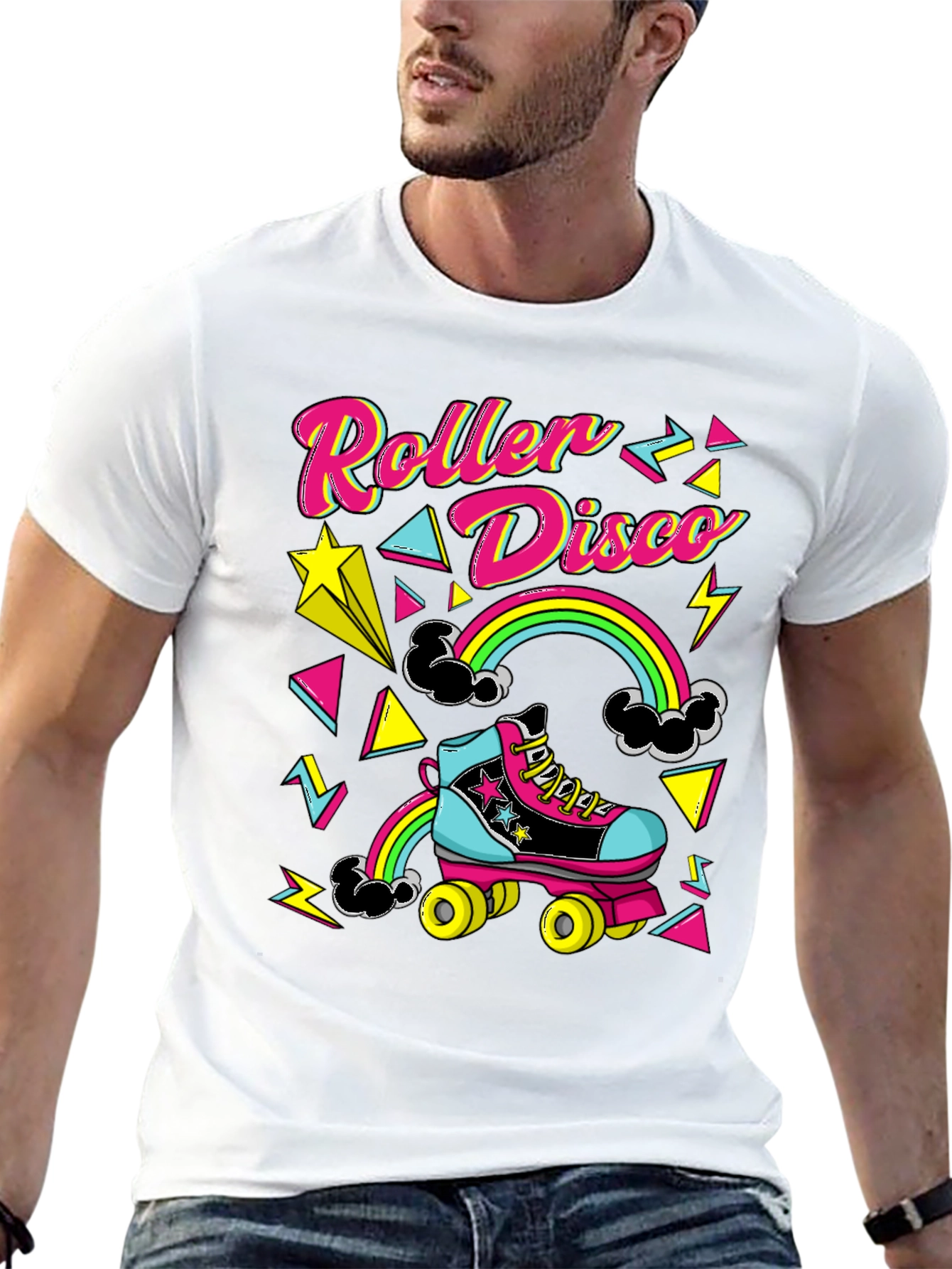 Black Retro Roller Disco T-Shirt - 80s Style view 13