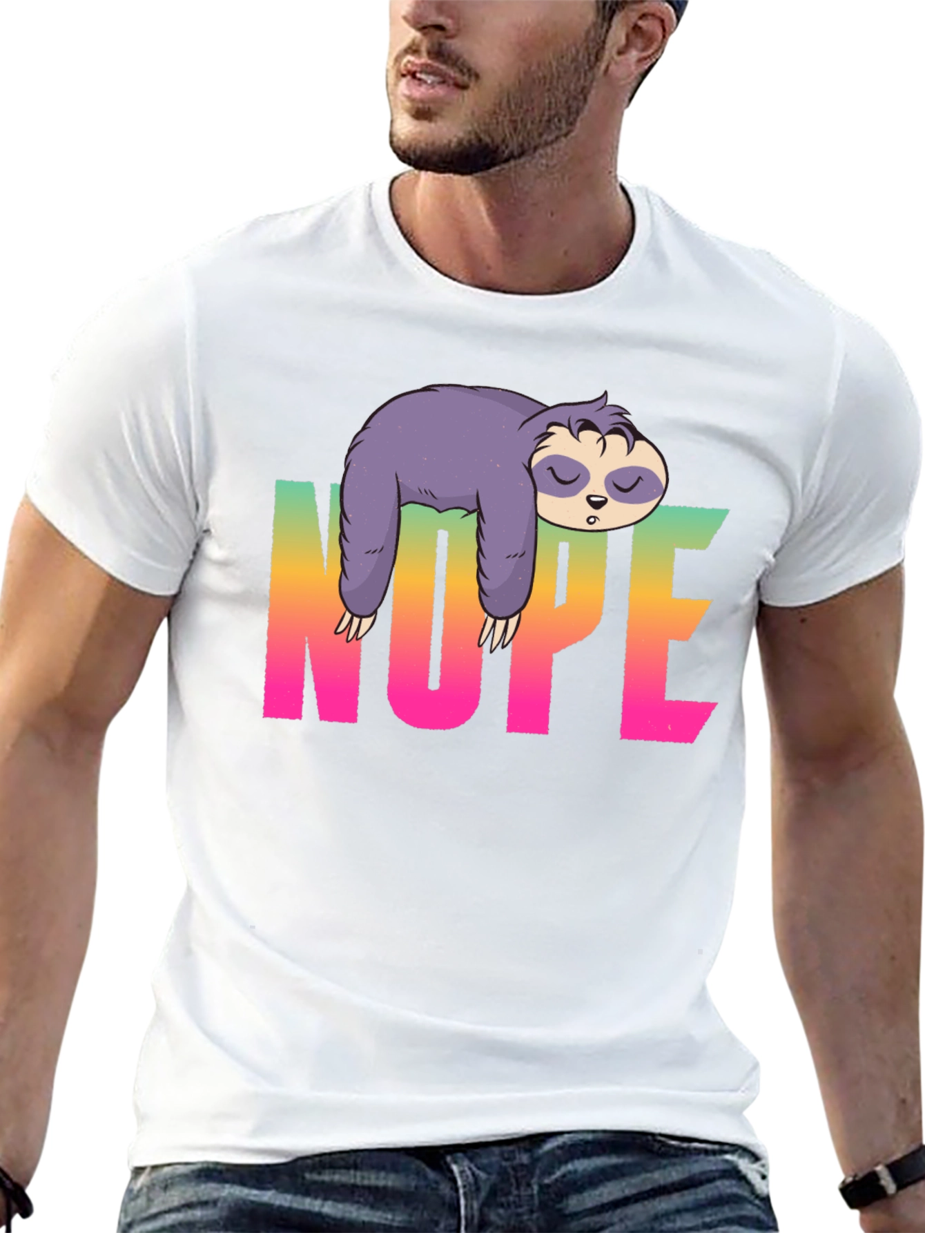 Black Nope Sloth Graphic Tee - Relaxed Style view 13