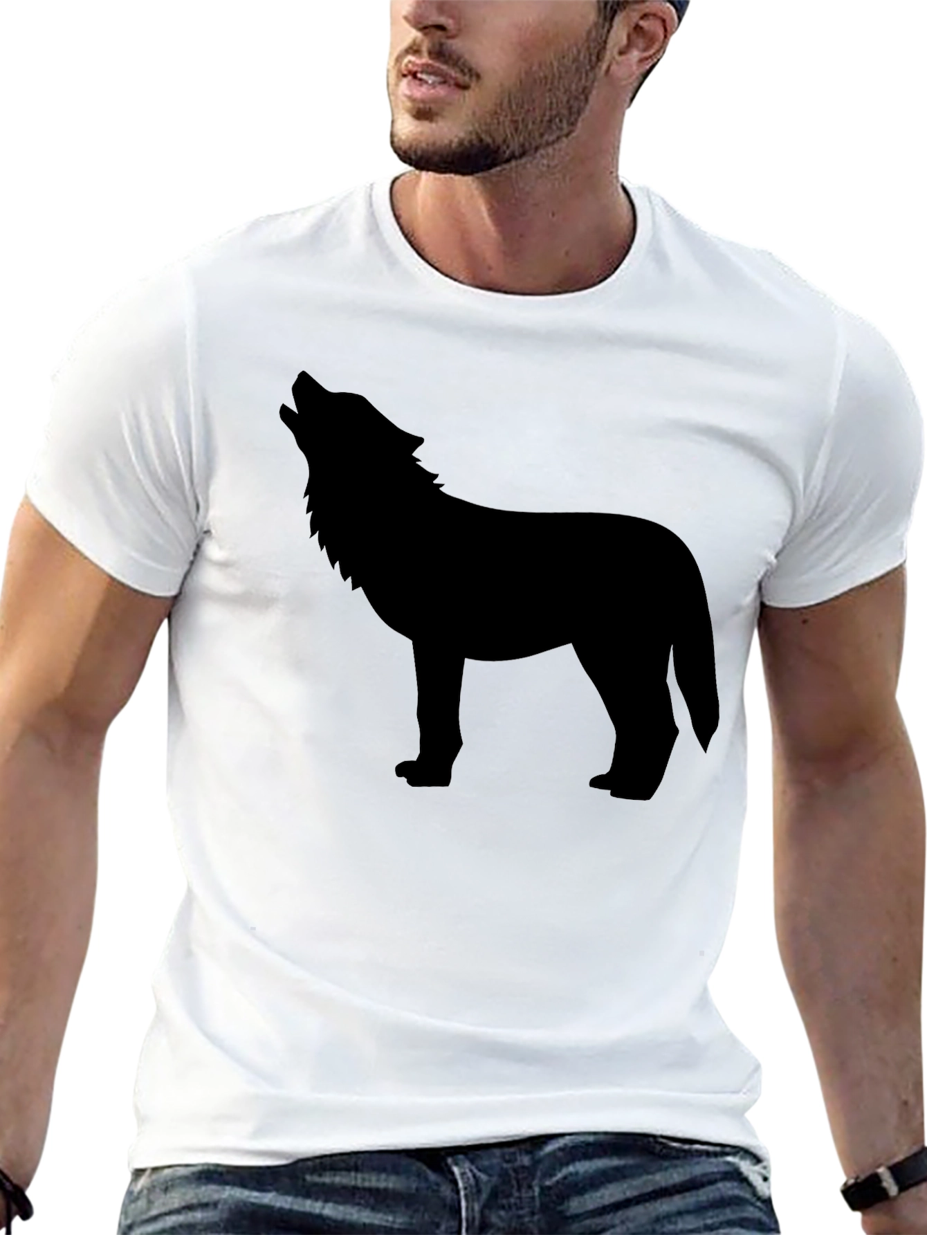 Black Wolf Silhouette Black Graphic Tee view 13