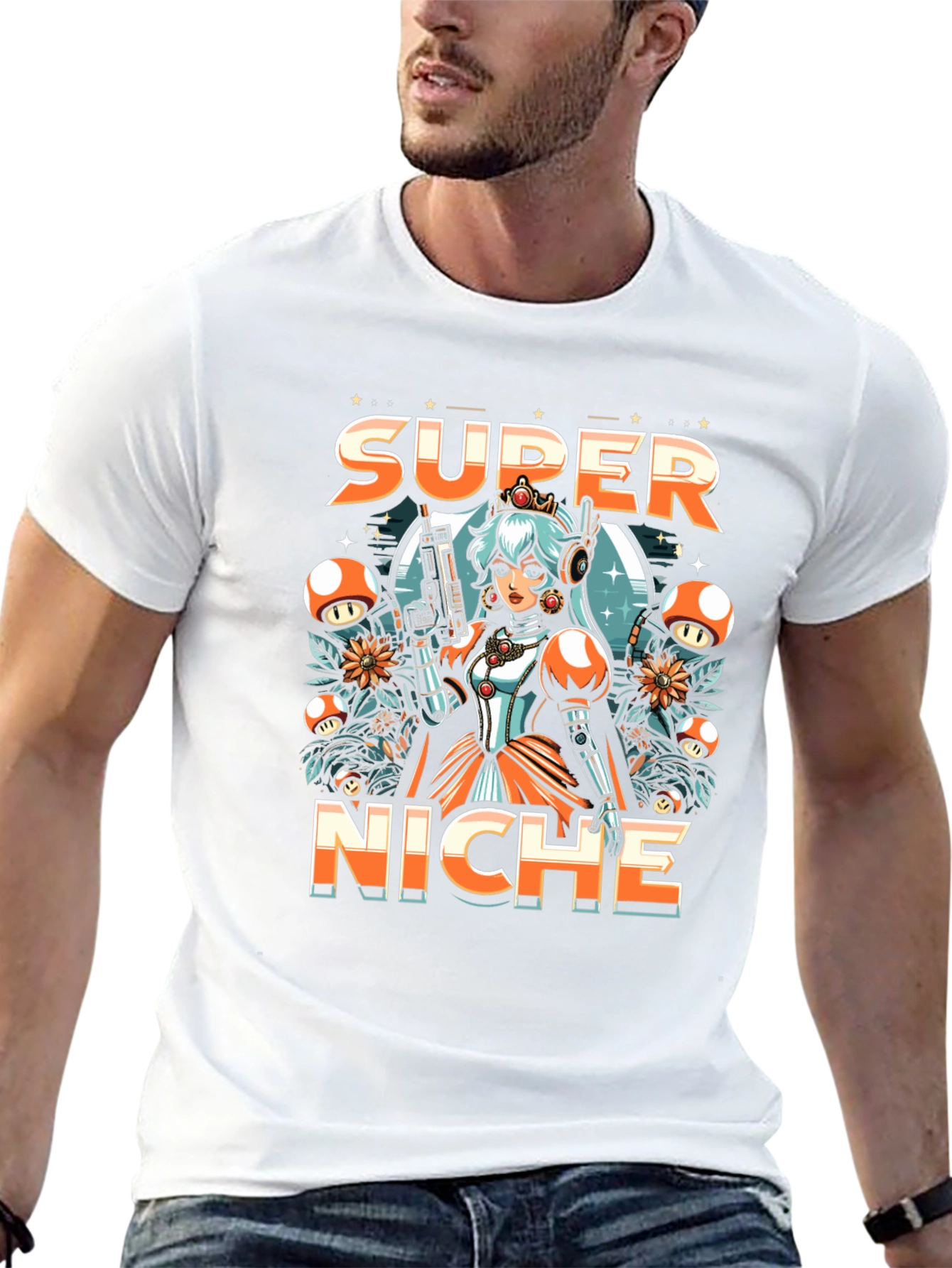 Black Super Niche Mario Parody Graphic Tee view 13