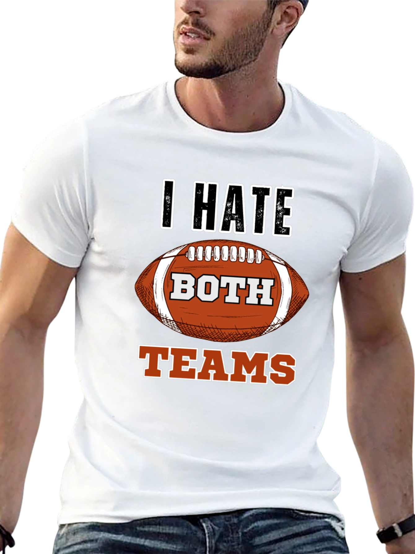 Black I Hate Both Teams Football T-Shirt view 13
