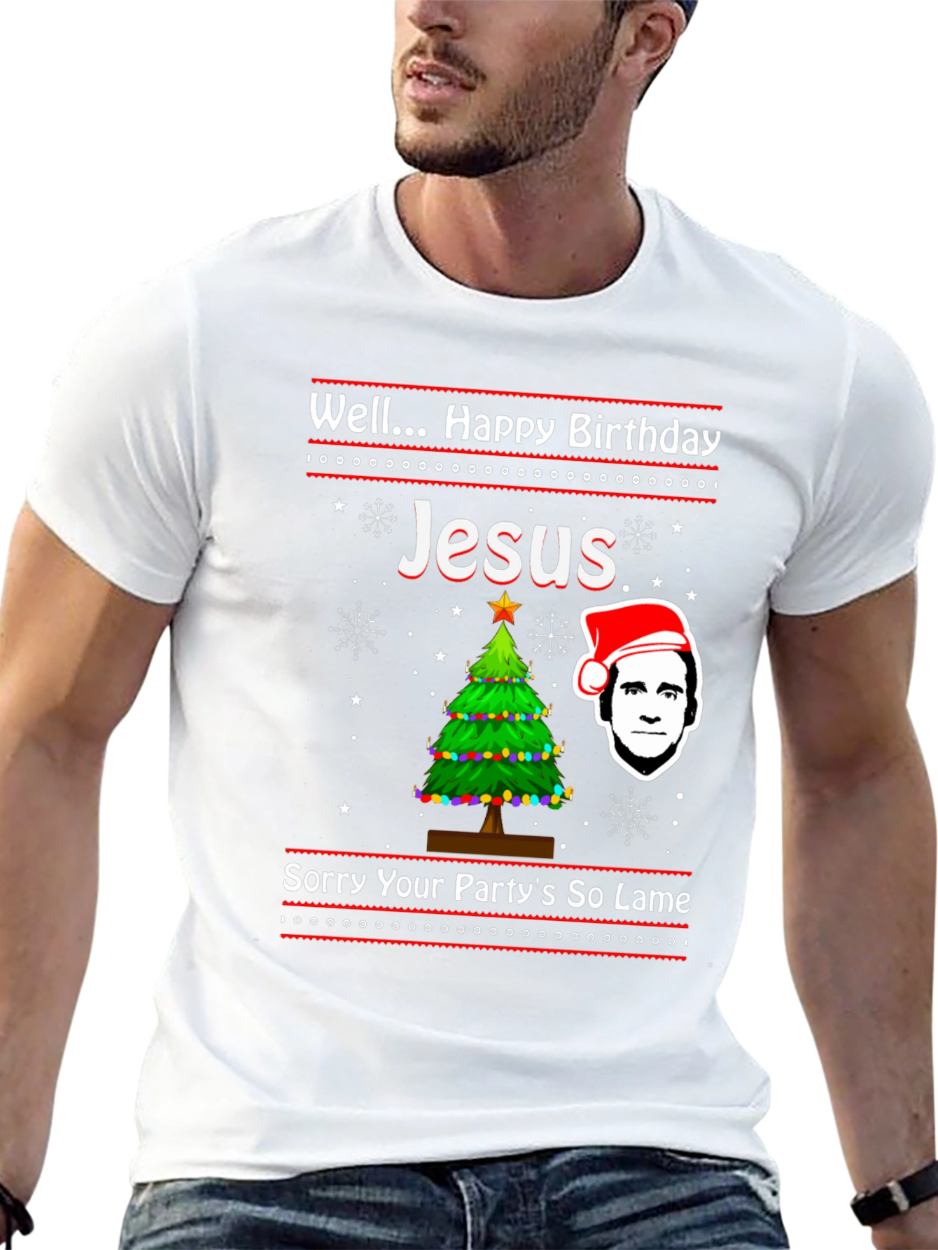 Black Well Happy Birthday Jesus Funny Christmas T-Shirt view 13