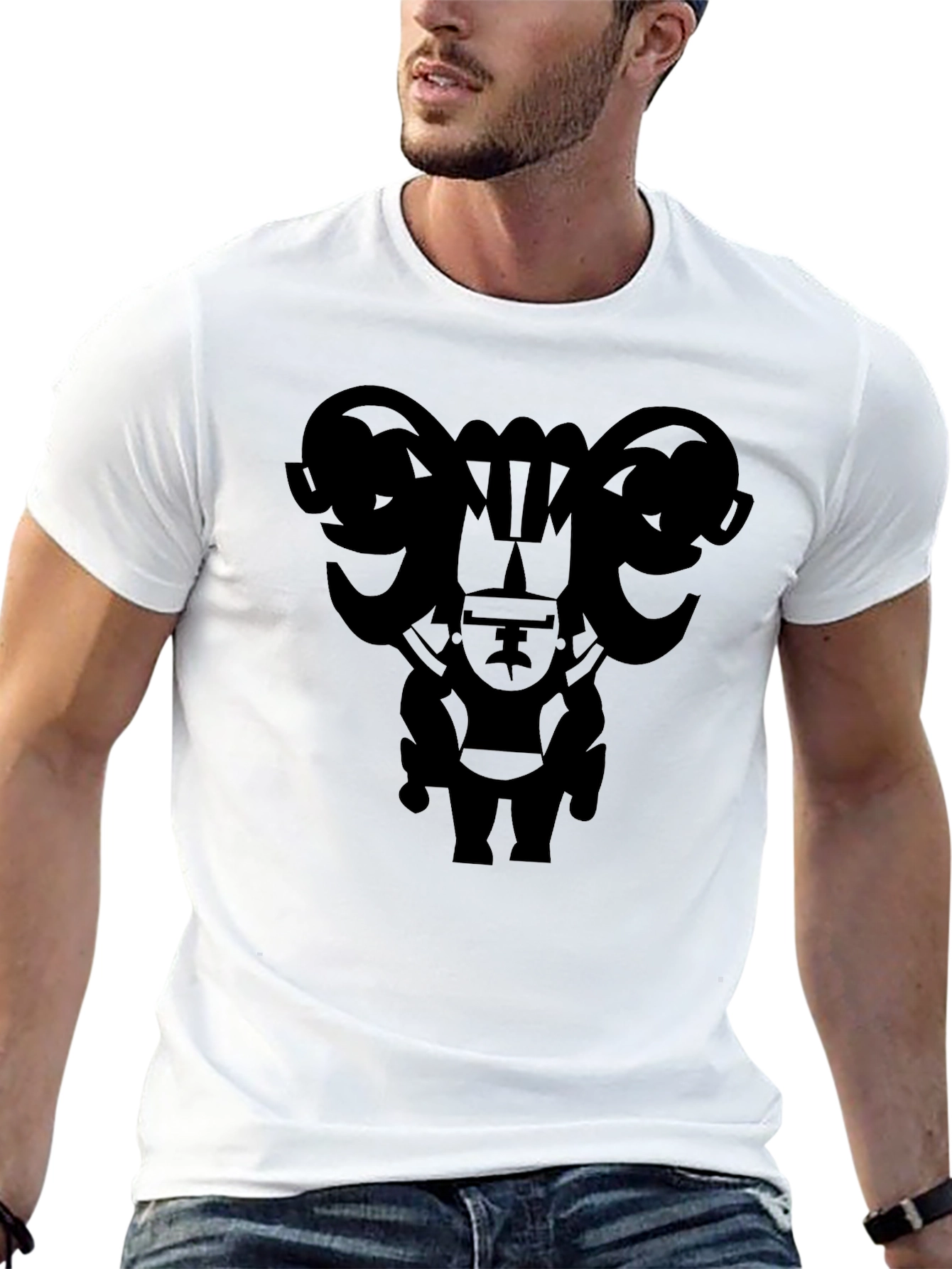 Black Tribal Art Graphic Black T-Shirt view 13