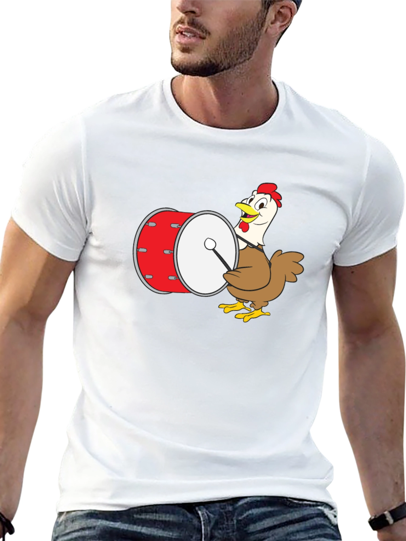 Black Chicken Drummer Graphic Tee view 13
