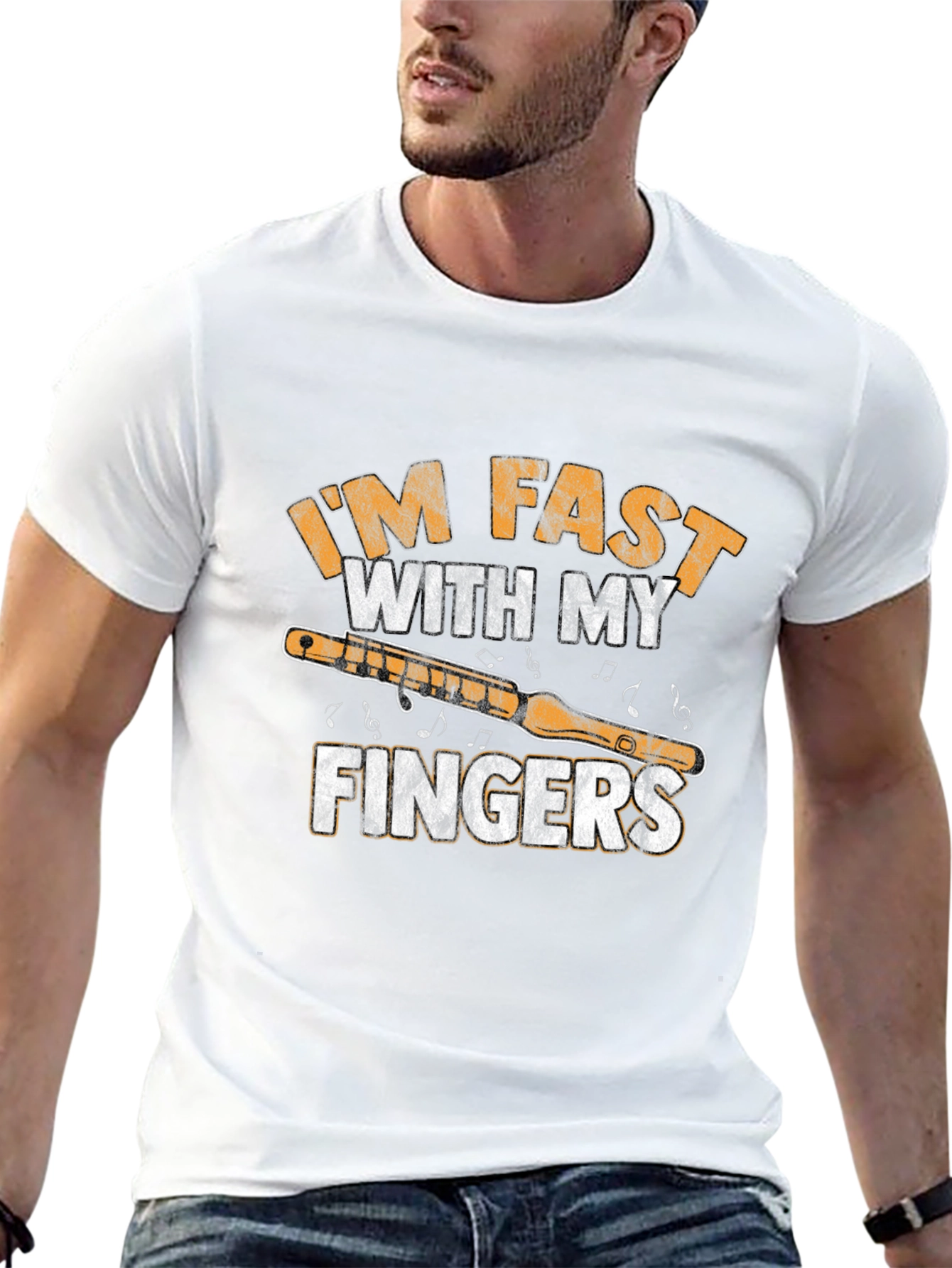 Black I'm Fast With My Fingers Flute T-Shirt view 13