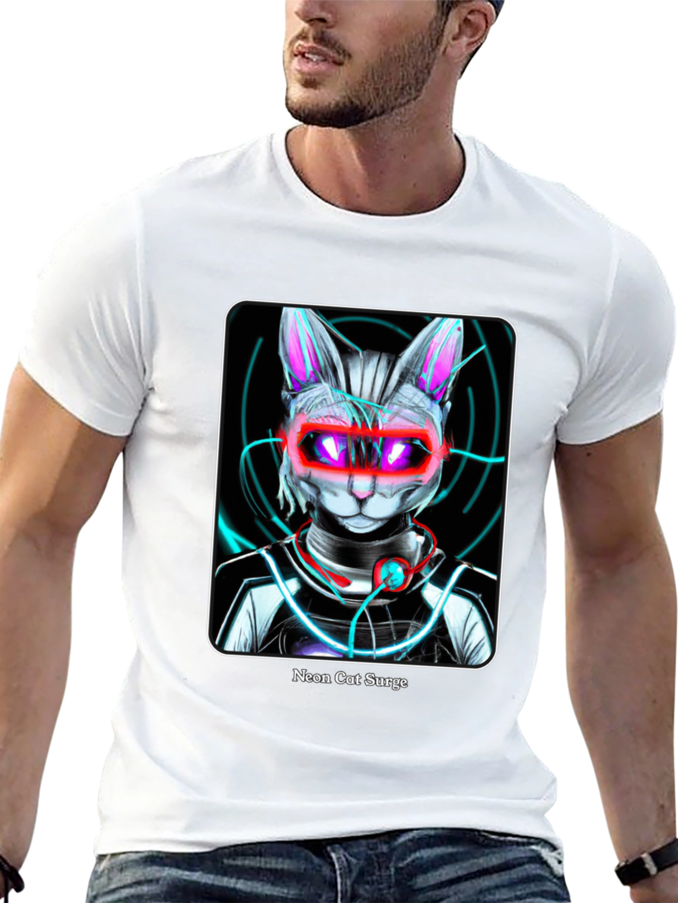 Neon Cat Surge Graphic T-Shirt - 13
