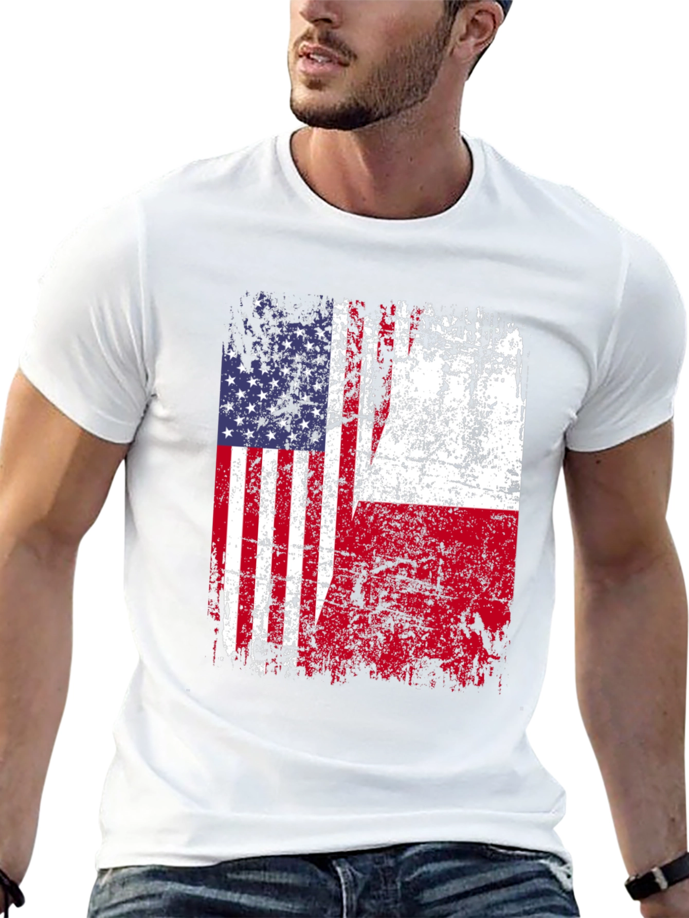 Black USA & Poland Flag T-Shirt view 13