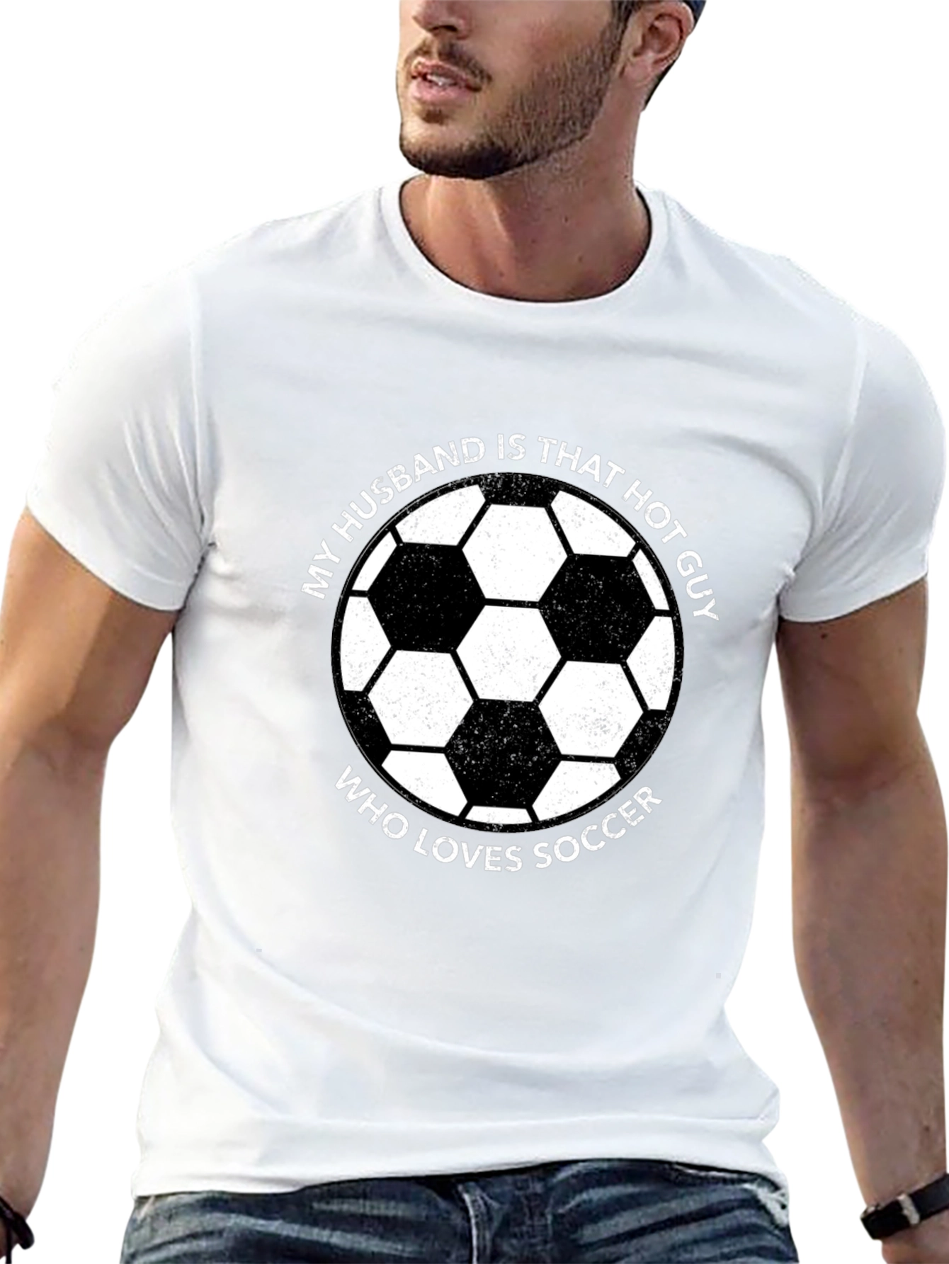 Black Funny Soccer Husband Graphic T-Shirt  view 13