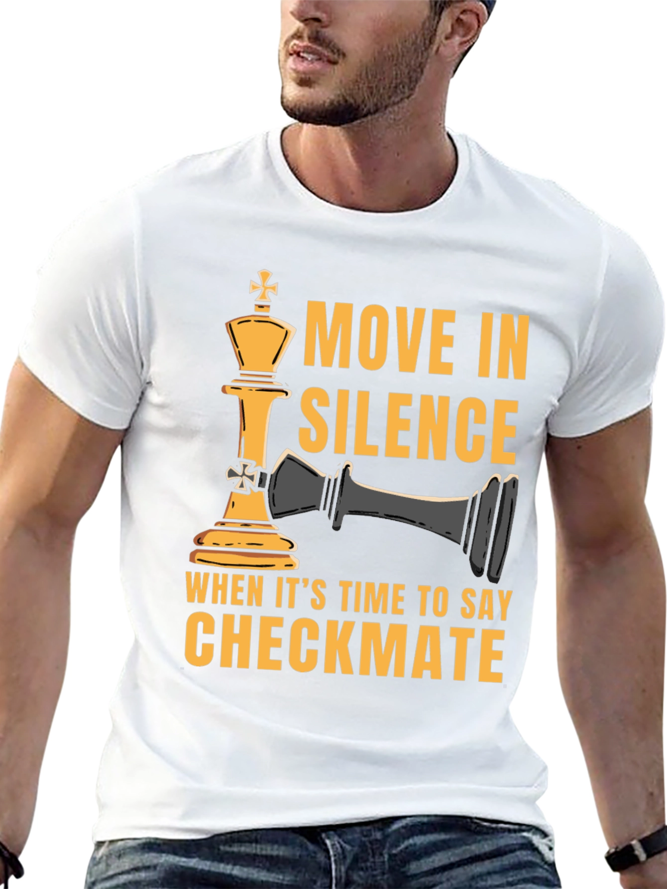 Black Move In Silence Chess Graphic T-Shirt view 13