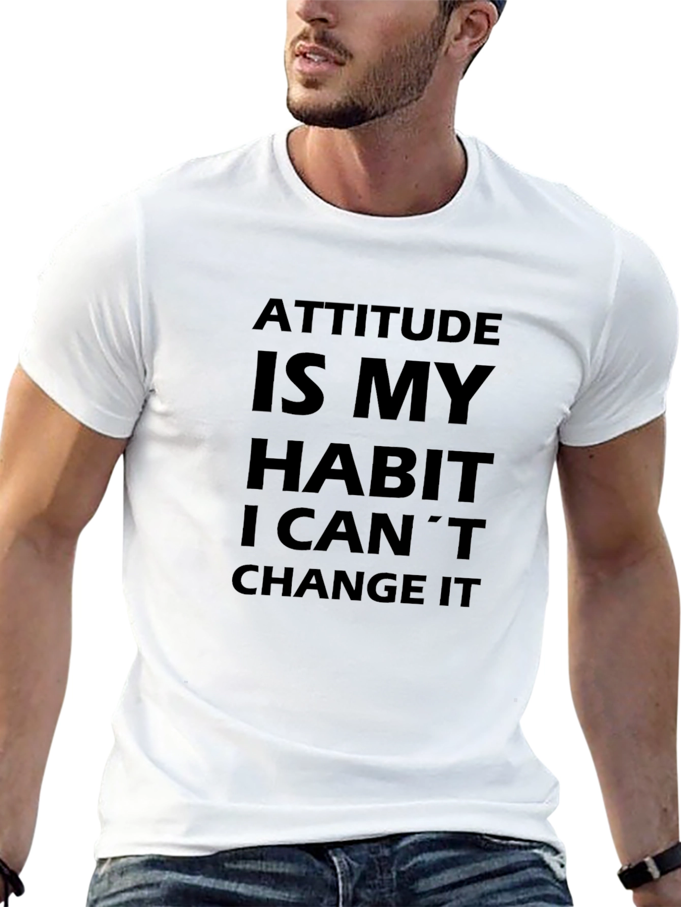 Black Attitude Habit Tee - Slogan T-Shirt view 13