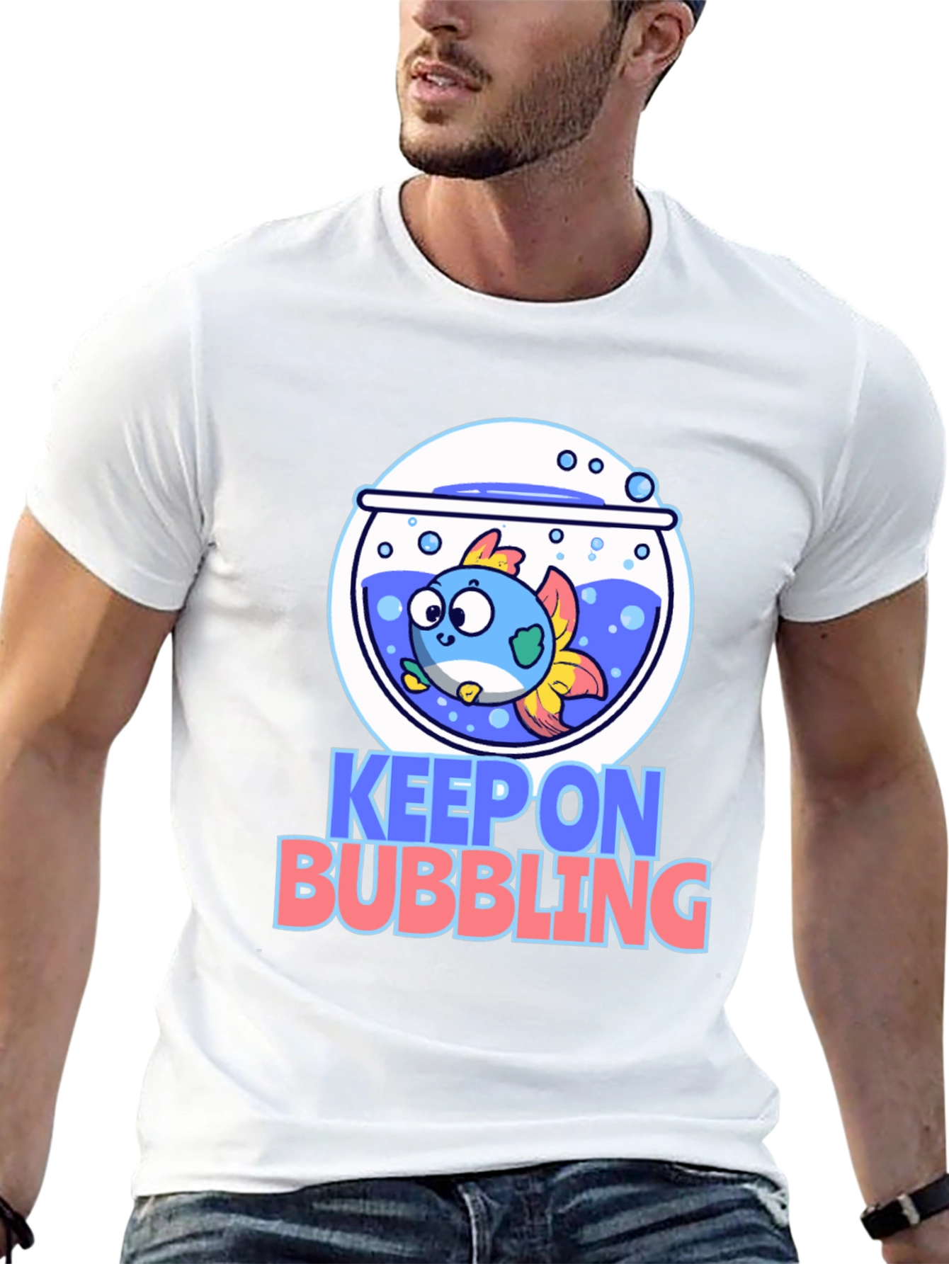 Black Keep On Bubbling Graphic Tee - Black Cotton T-Shirt view 13