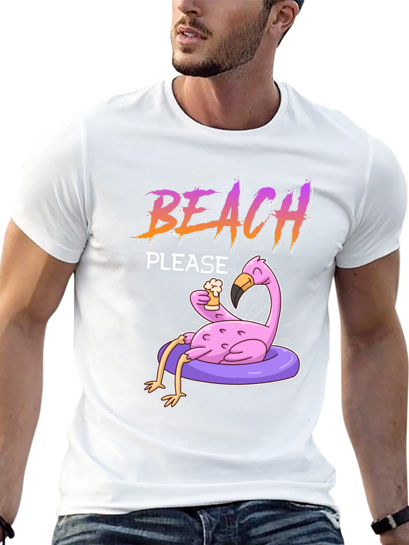 Black Beach Please Flamingo T-Shirt view 13