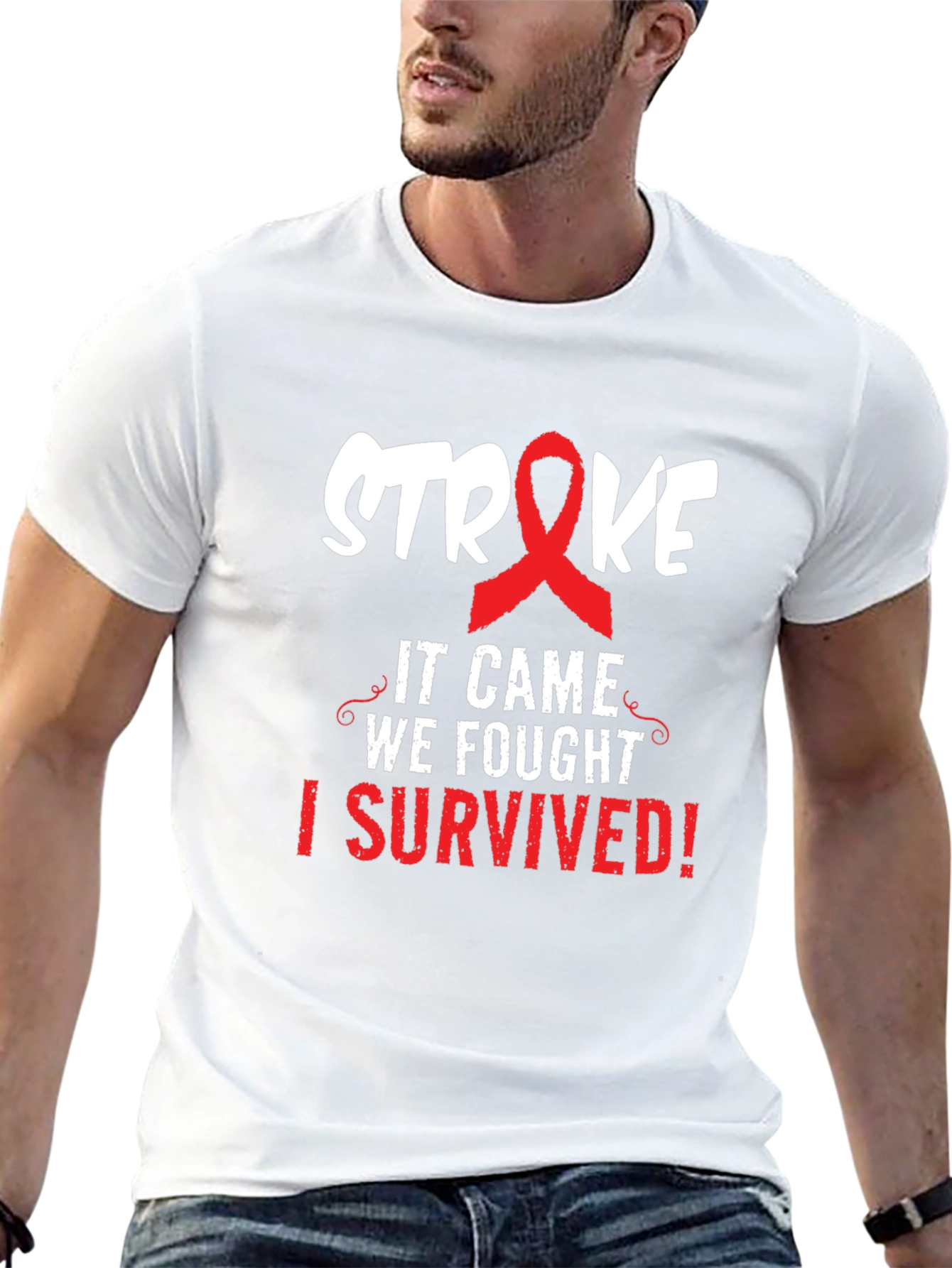 Black Stroke Survivor T-Shirt - It Came We Fought I Survived view 13