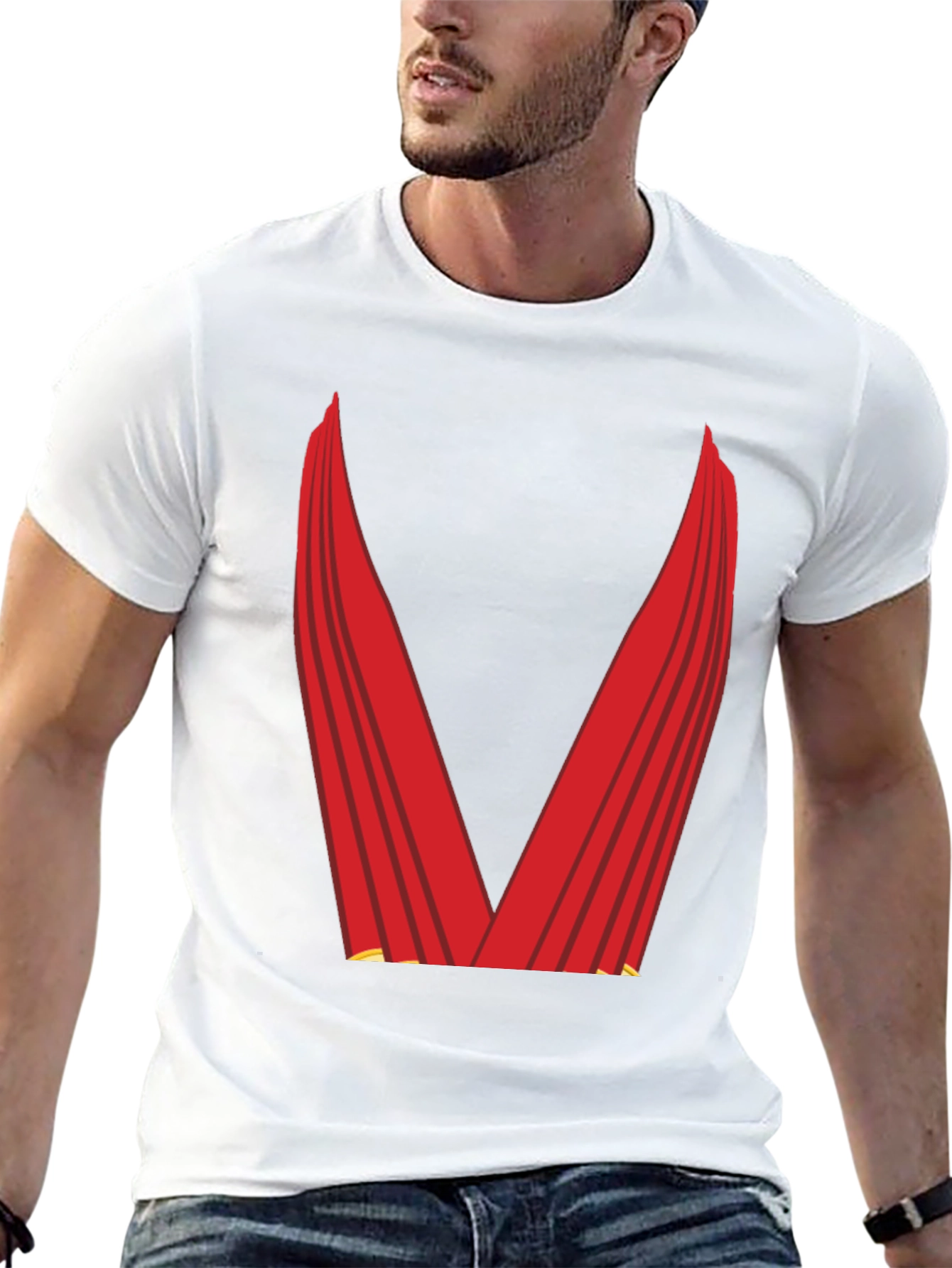 Black Red Cape Graphic Tee - Superhero Style view 13