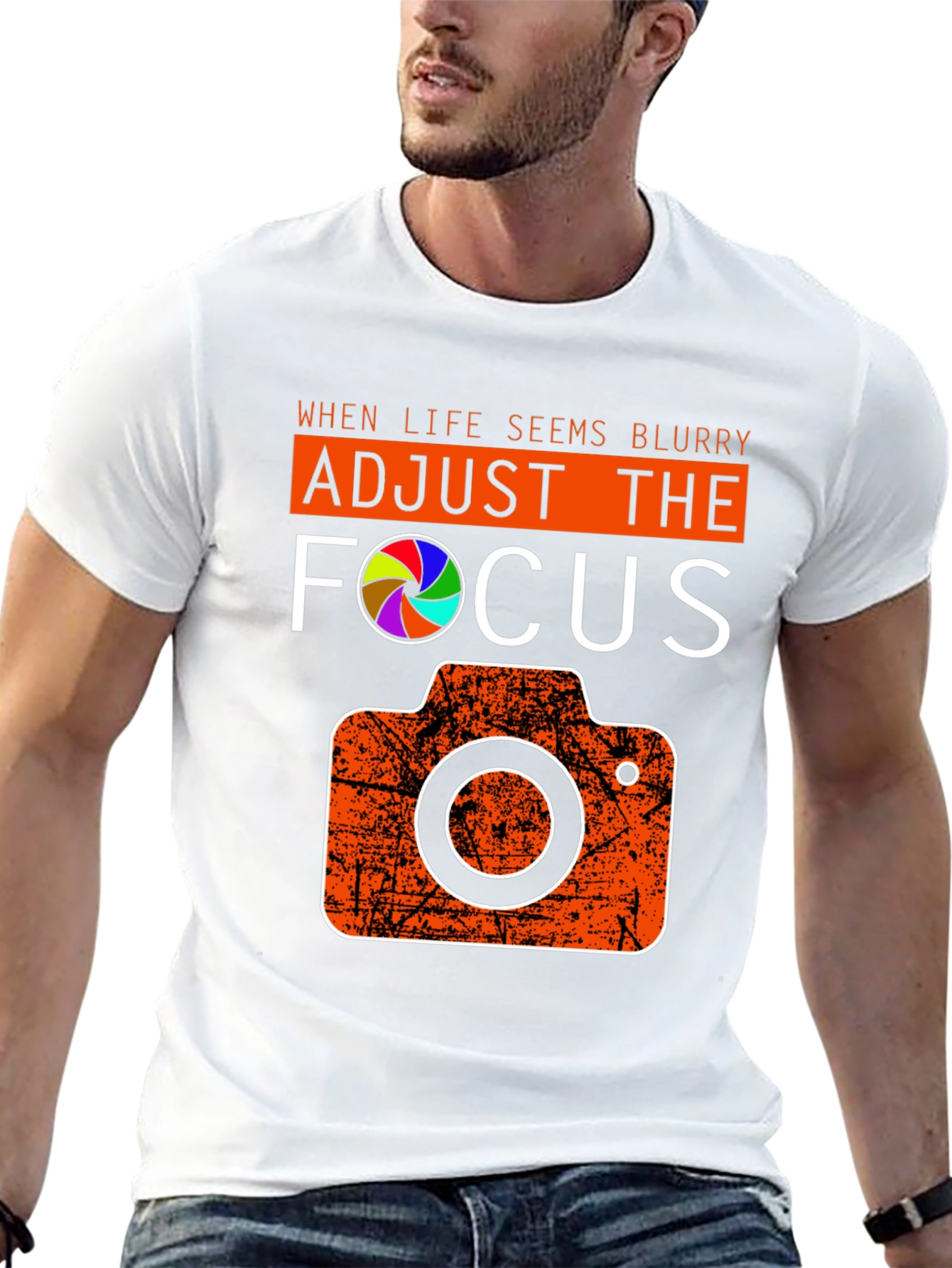 Black Adjust the Focus Graphic Tee - Photography Lover's T-Shirt view 13
