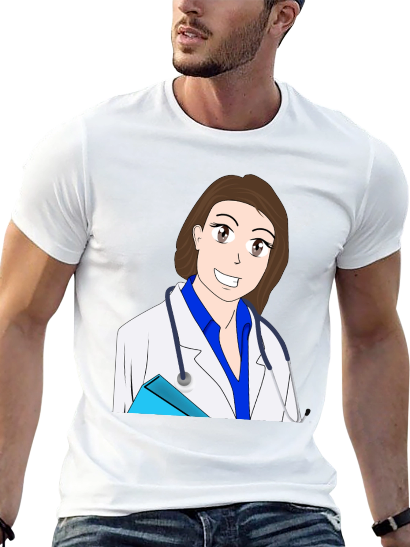 Black Cartoon Doctor T-Shirt view 13
