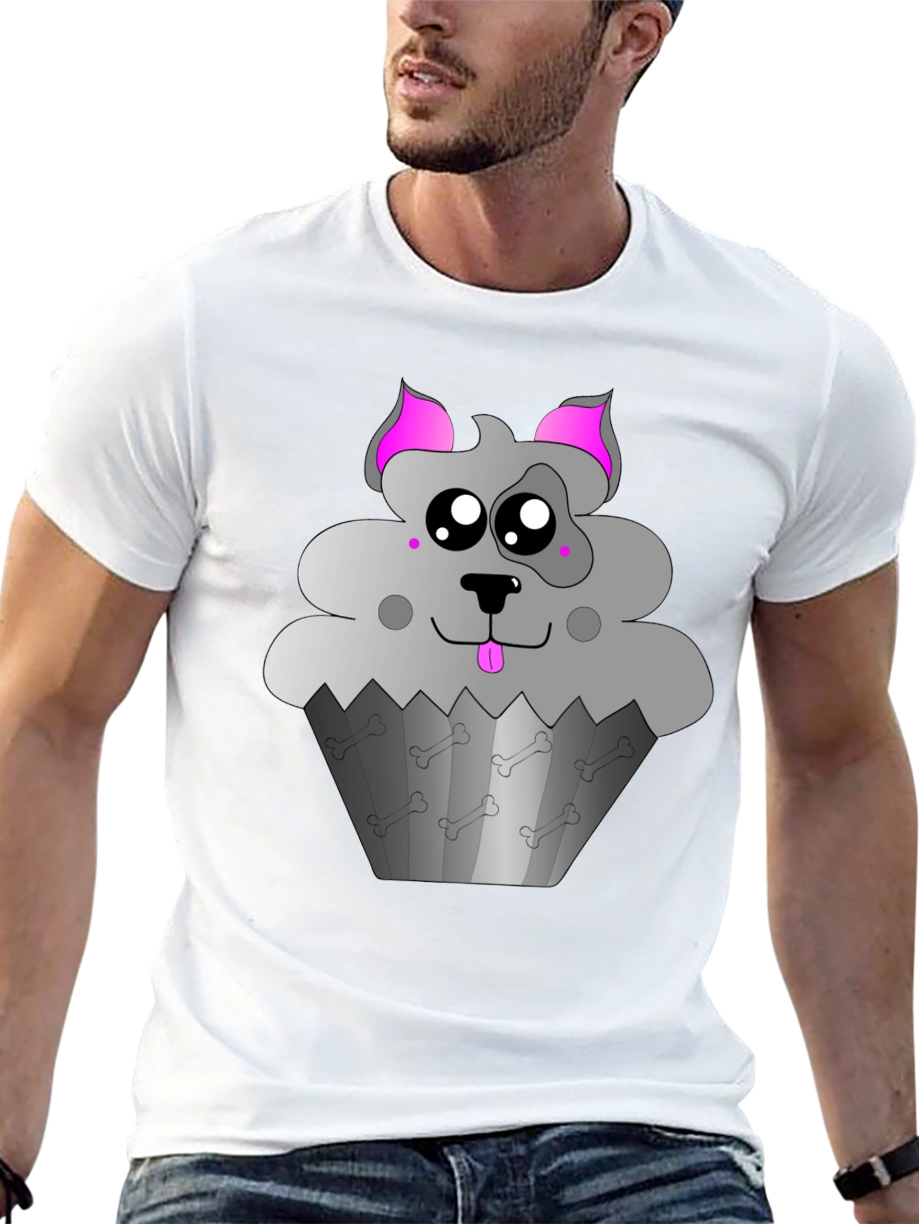 Black Cute Dog Cupcake Graphic Tee - Black view 13