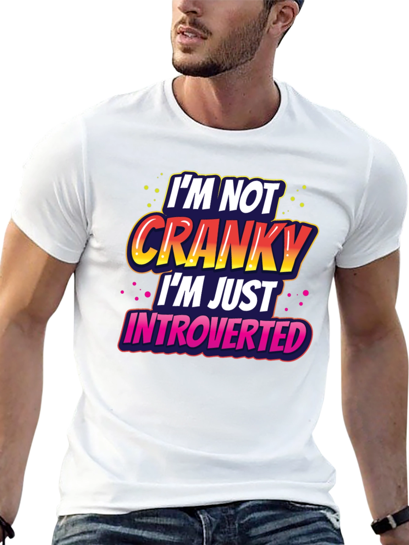 Black Introverted Graphic Tee -  Funny Novelty T-Shirt view 13