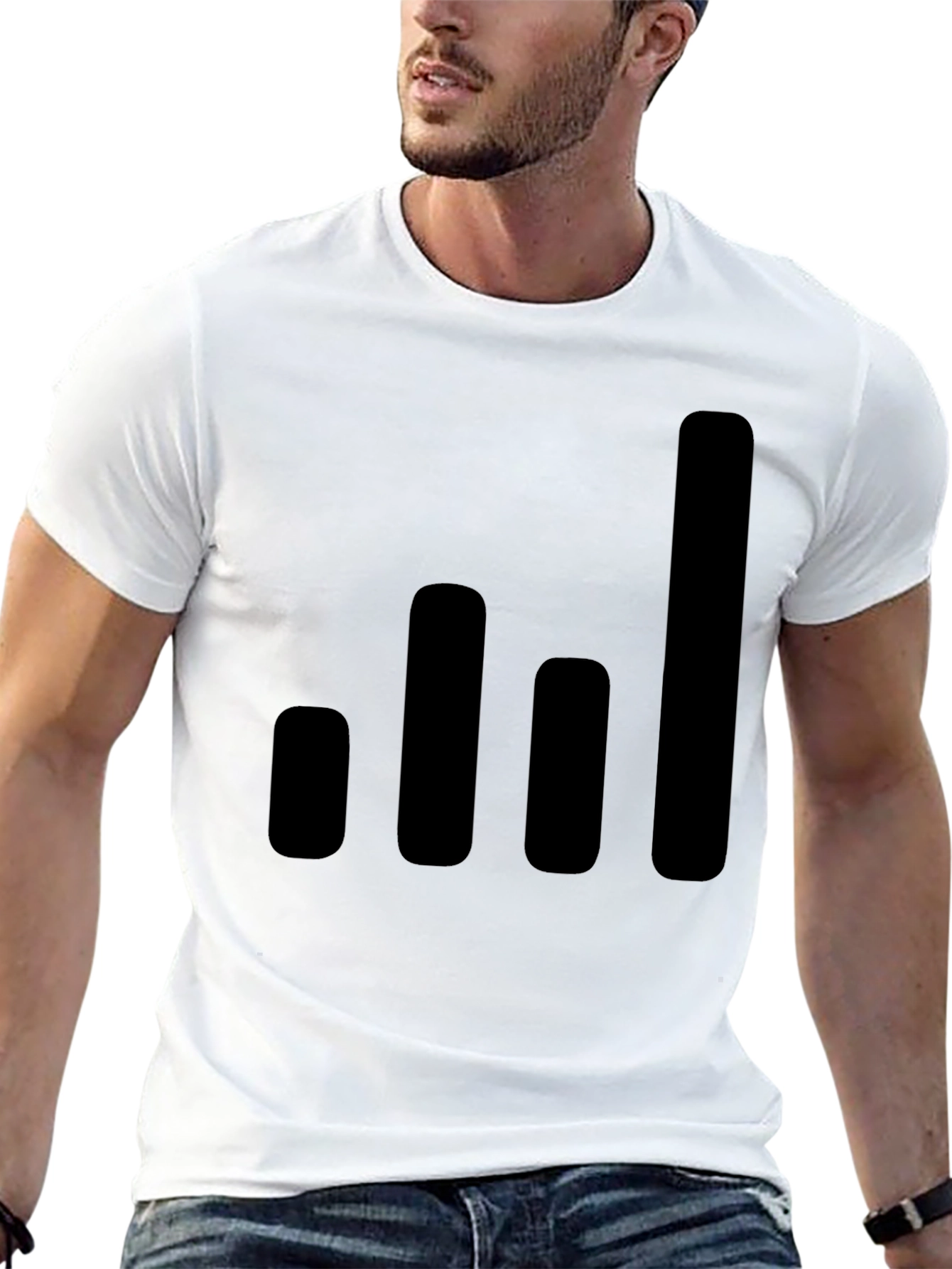 Black Modern Black T-Shirt with Graphic Bars Design view 13