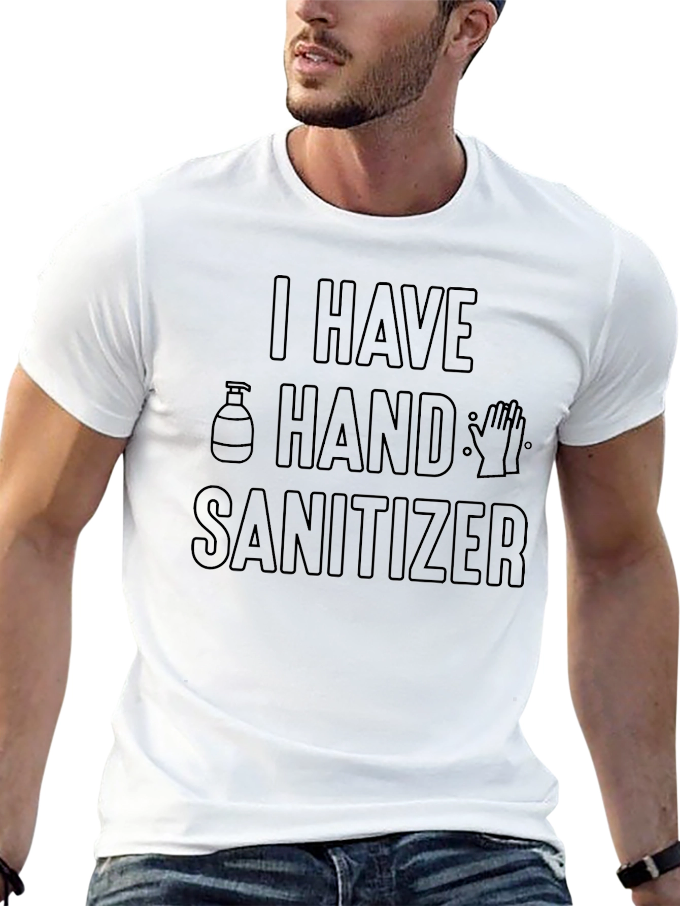 Black I Have Hand Sanitizer Novelty Graphic T-Shirt view 13