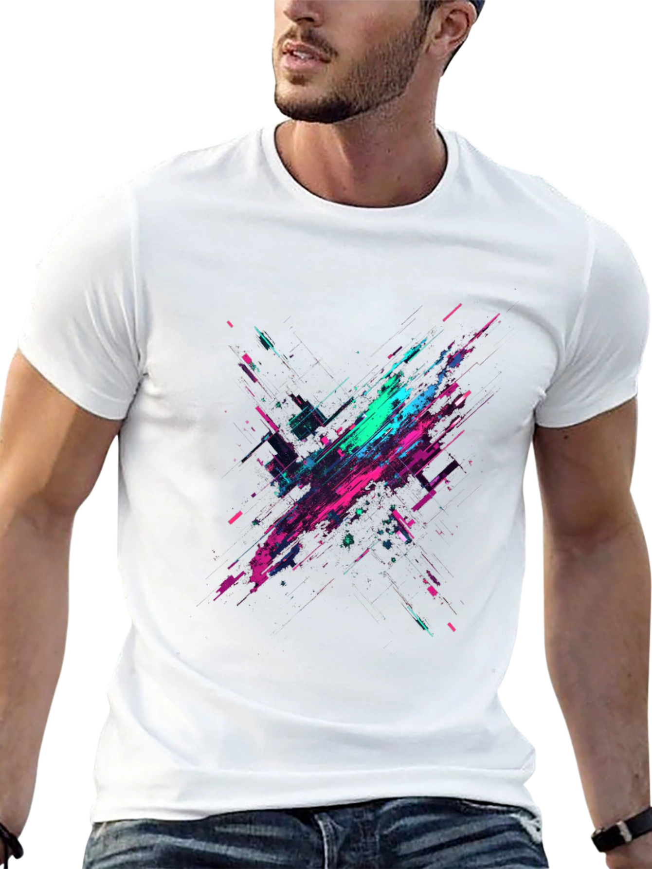 Black Abstract Graphic Print Black T-Shirt view 13