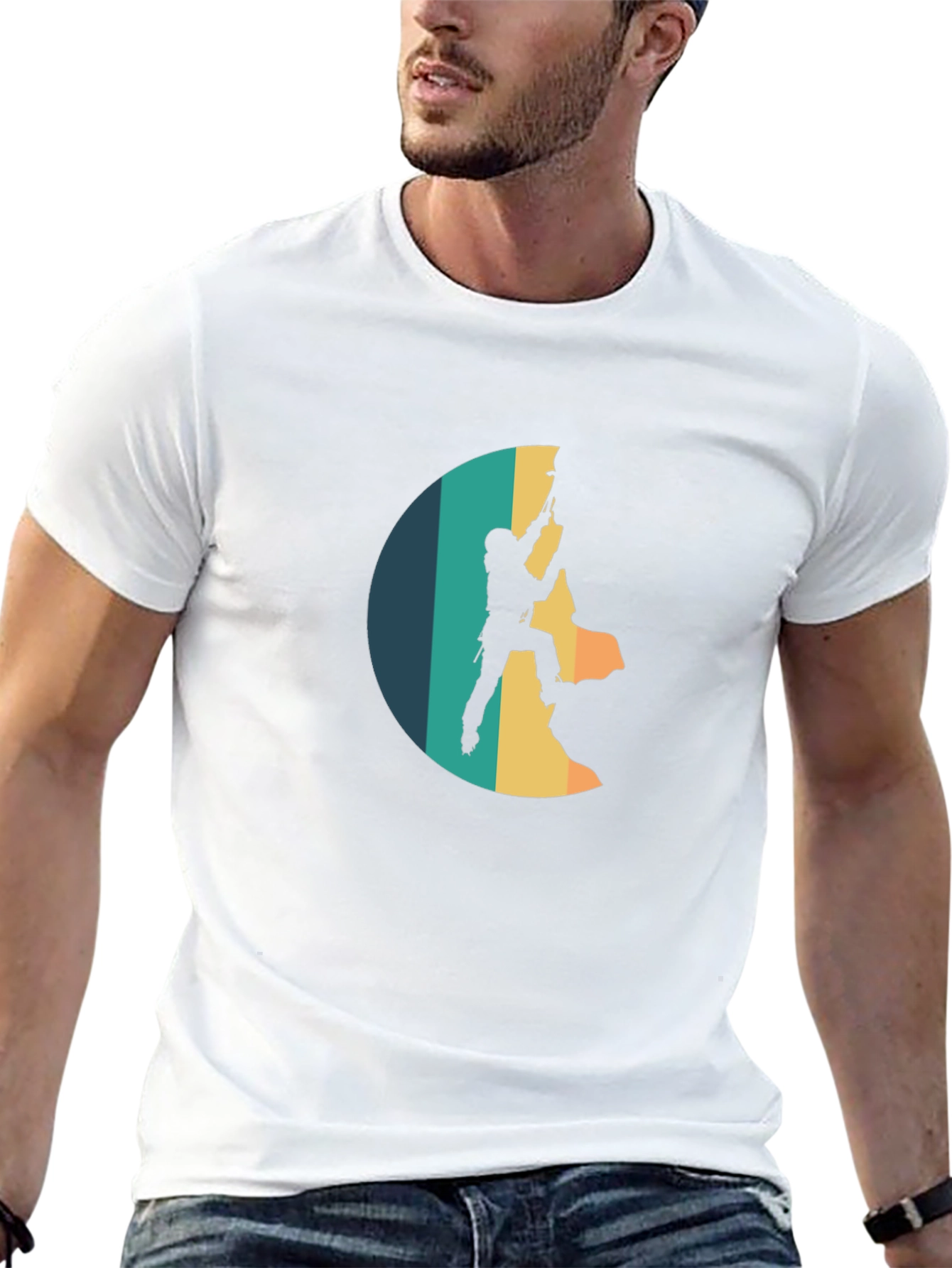 Black Climbing Retro Style T-Shirt view 13