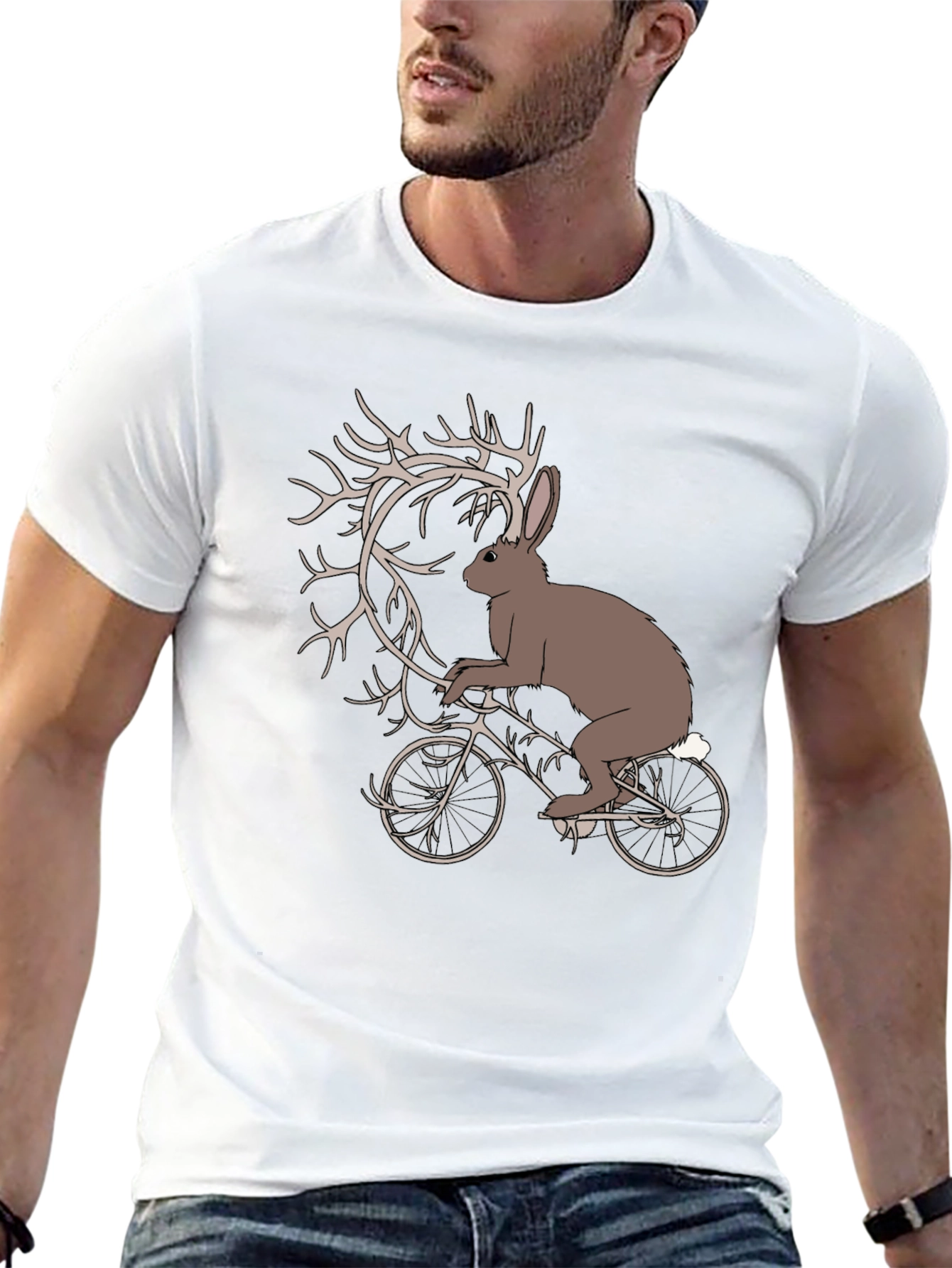 Black Hare on Bike Graphic Tee - Unique Design view 13