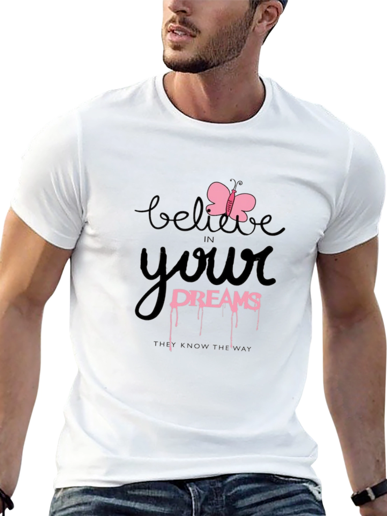 Black Believe in Your Dreams Black T-Shirt view 13