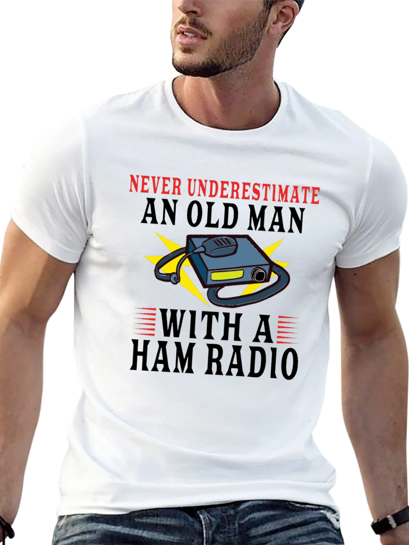 Black Ham Radio Old Man T-Shirt view 13